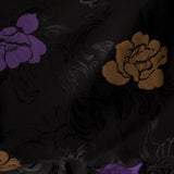 Bamboo Embossed Jacquard Mustard Purple Flowery - Hiba Fabrics