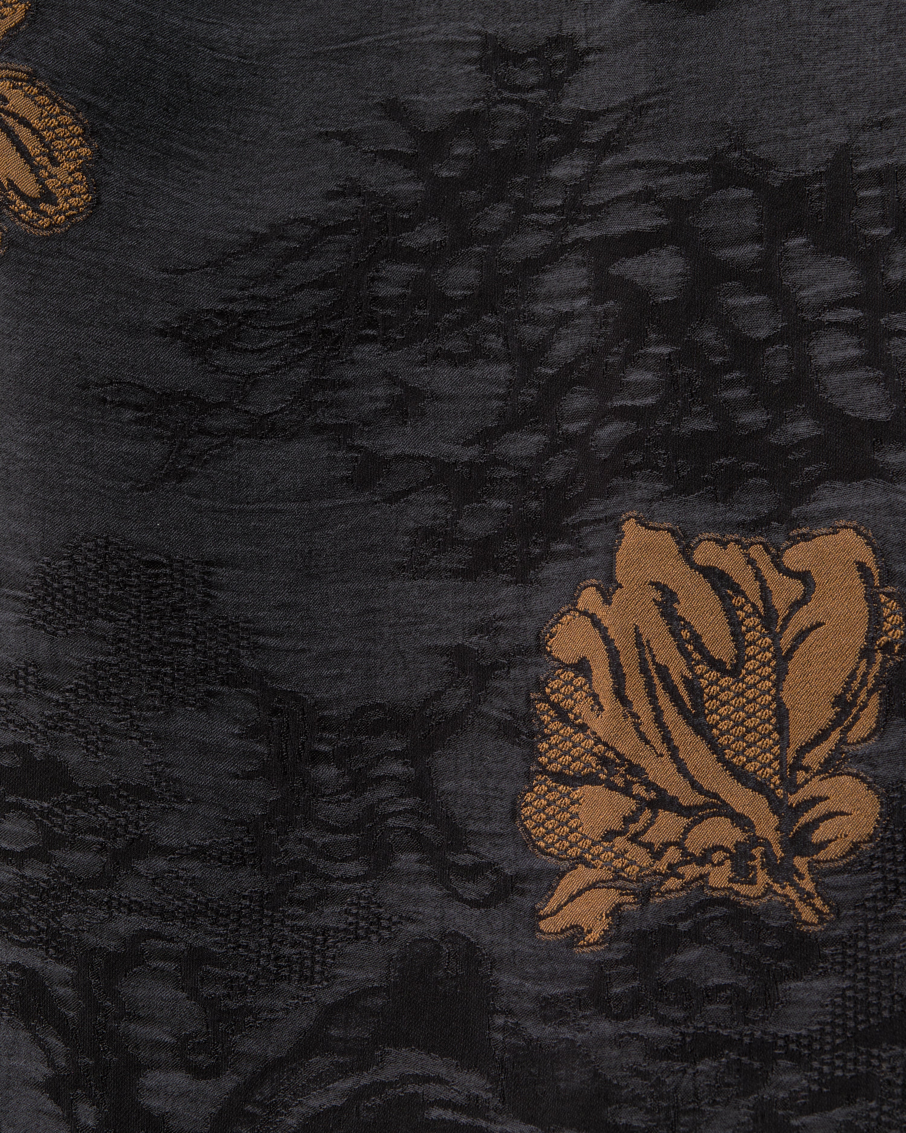 Cupro Viscose Jacquard Mustard Flower - Hiba Fabrics