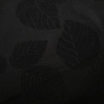 Black botanical leaf print viscose fabric for modest dresses and apparel