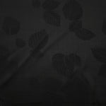 Soft drape black botanical leaf print viscose dress fabric