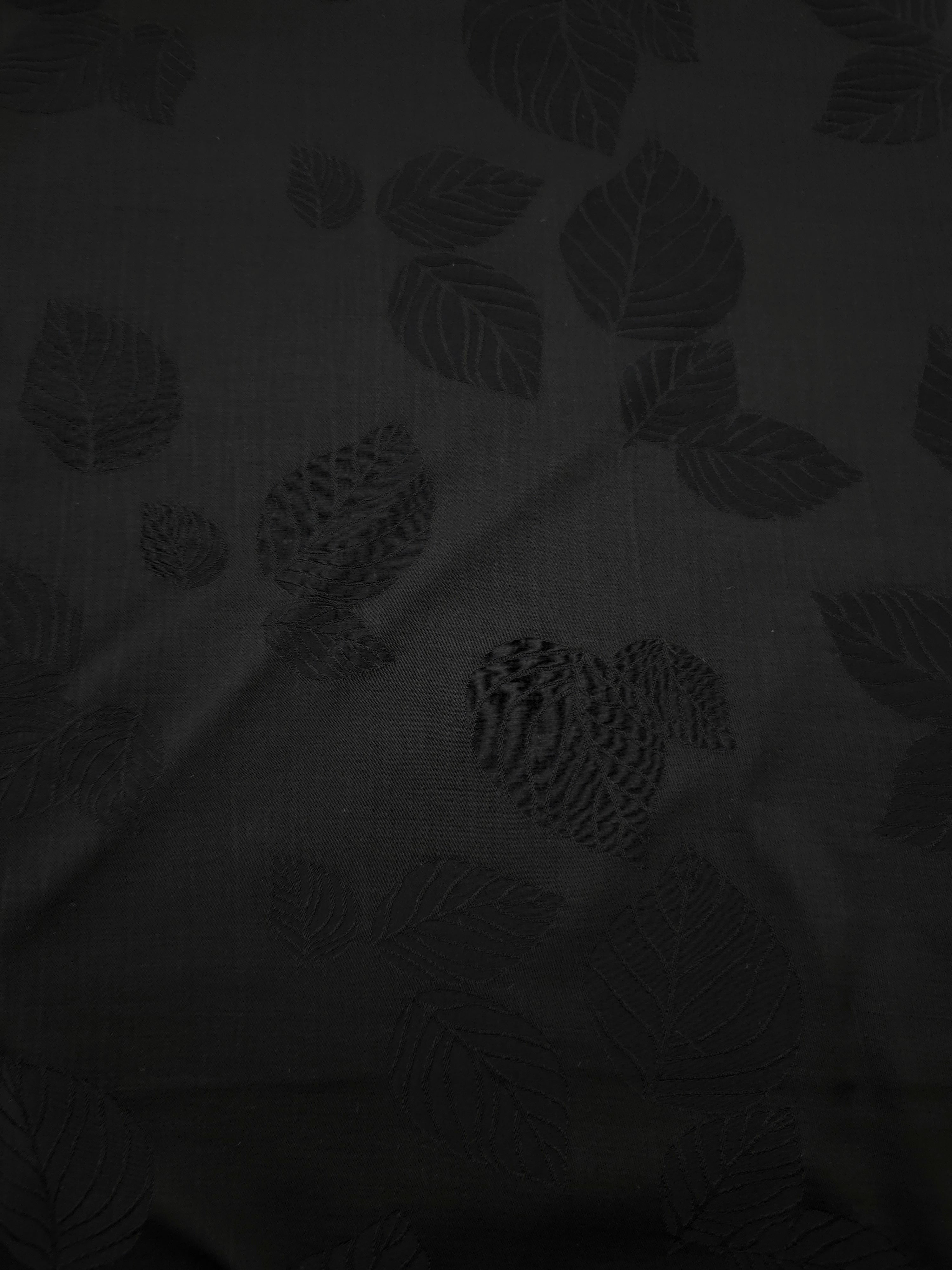 Soft drape black botanical leaf print viscose dress fabric