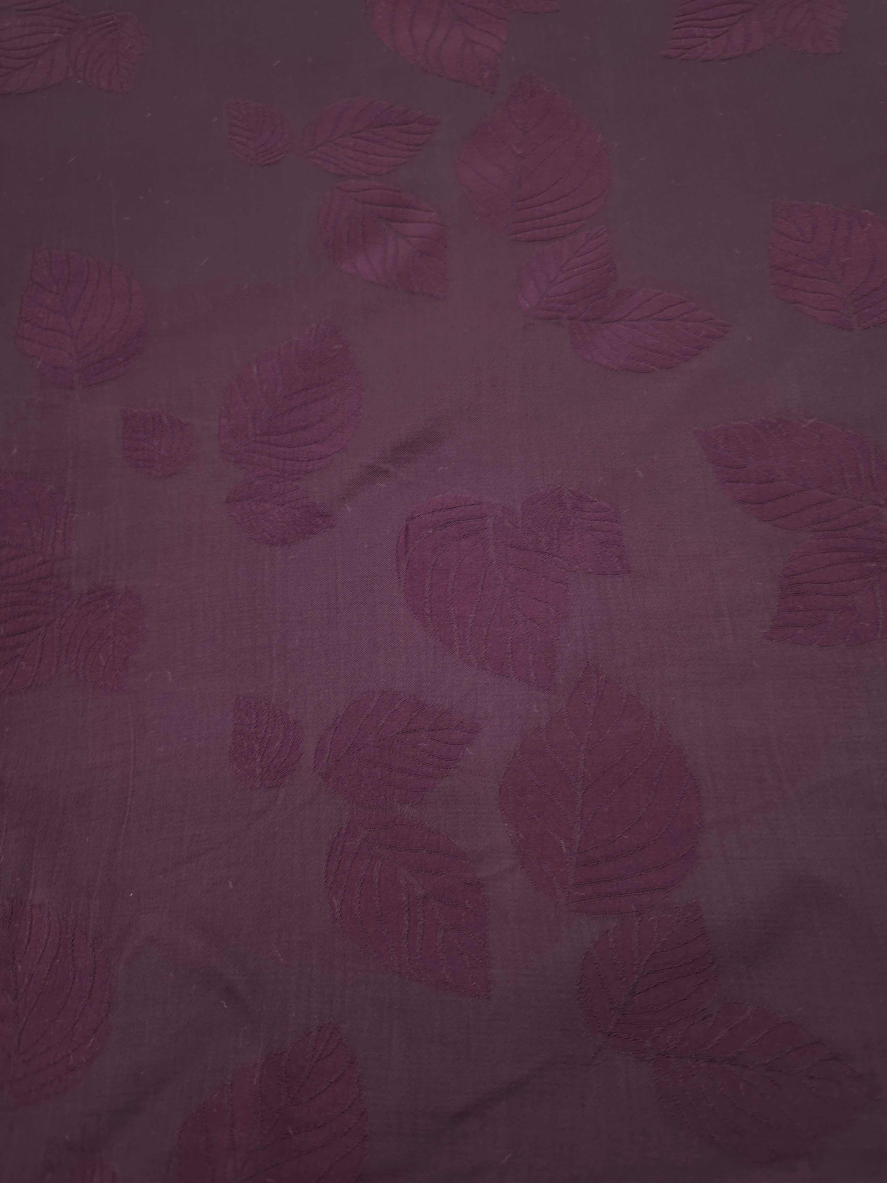 Soft drape cherry burgundy botanical leaf print viscose dress fabric