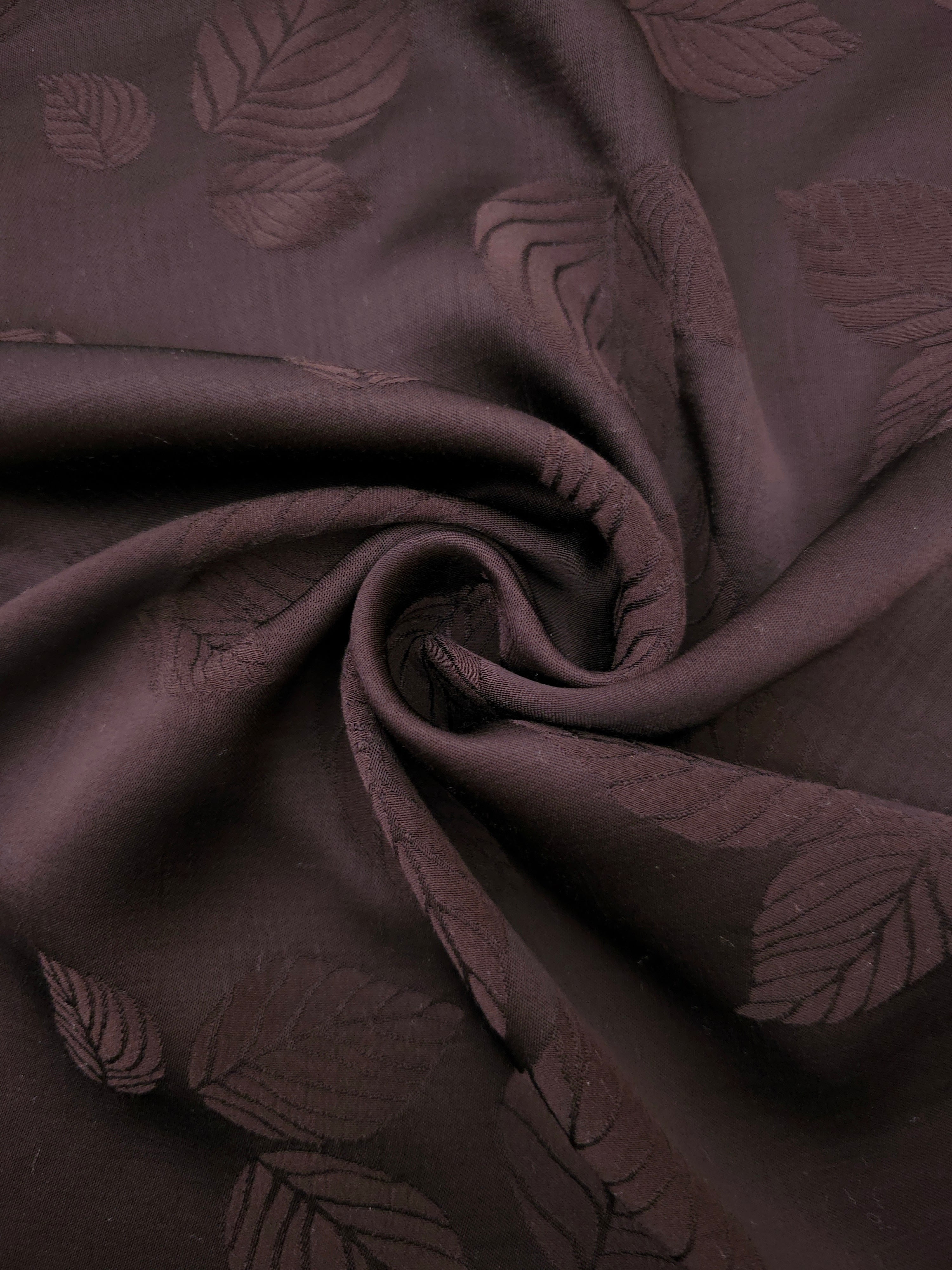 Lightweight warm beige botanical leaf print viscose dressmaking fabric