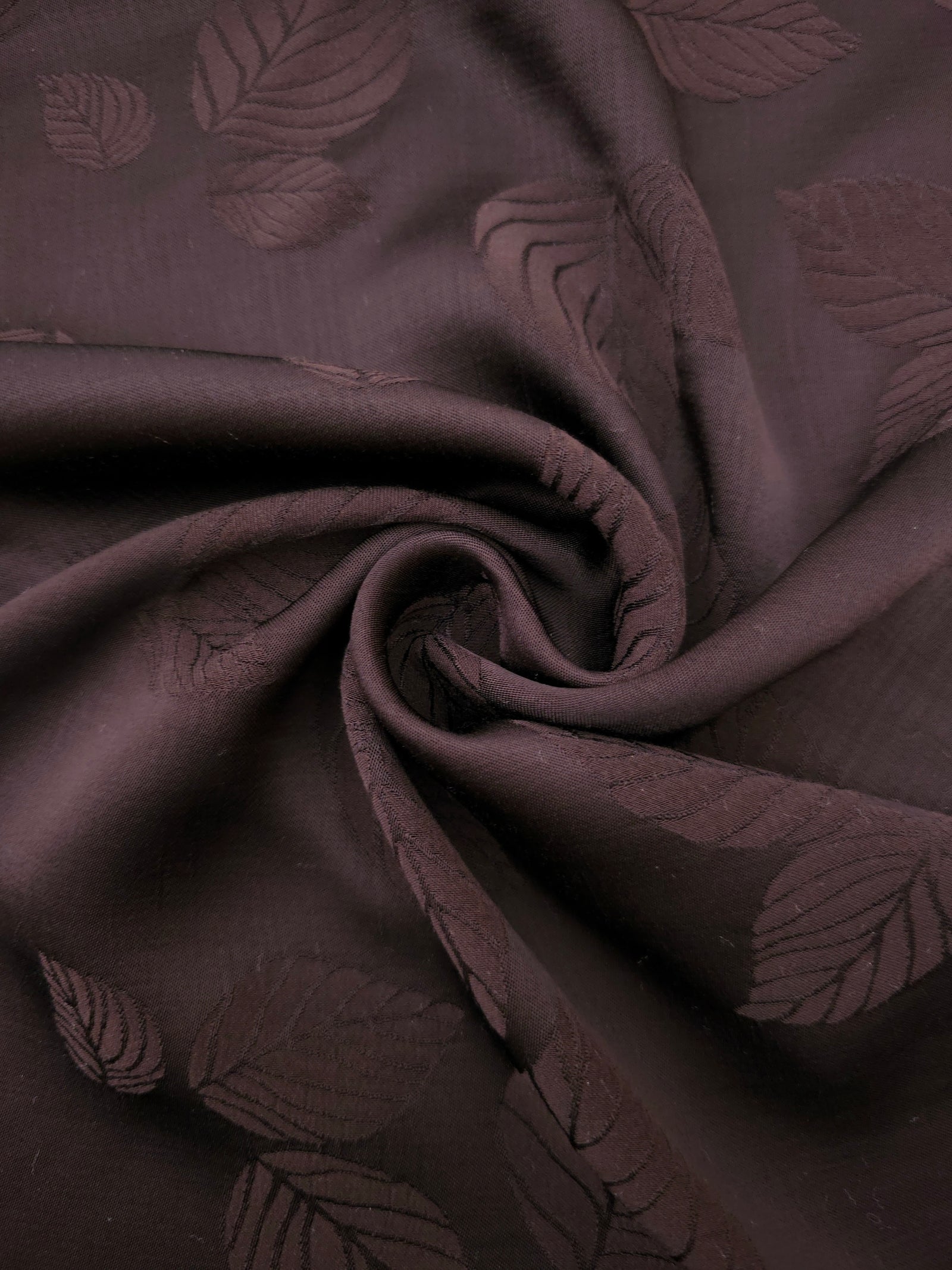Lightweight warm beige botanical leaf print viscose dressmaking fabric