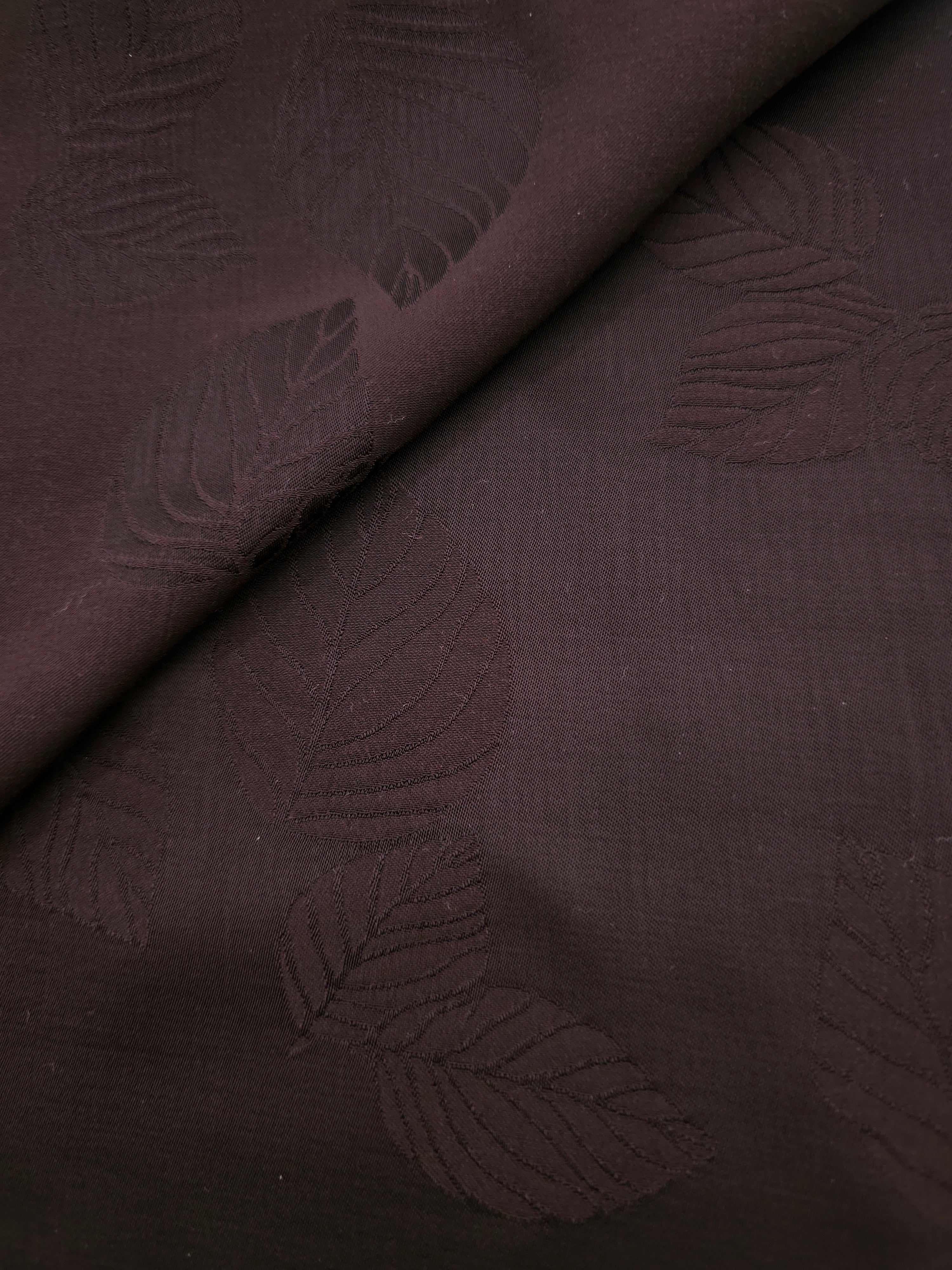 Soft drape warm beige botanical leaf print viscose dress fabric