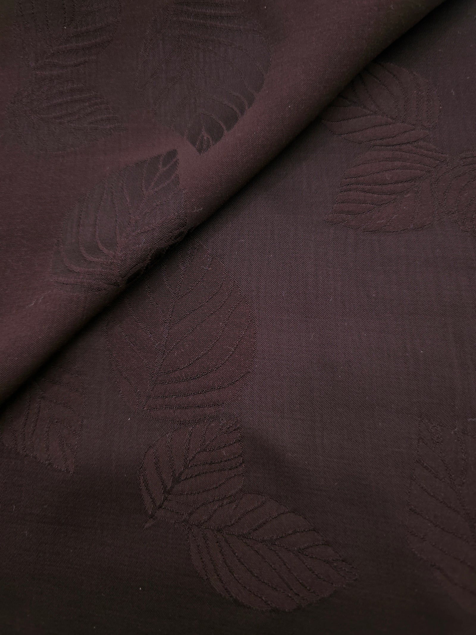 Soft drape warm beige botanical leaf print viscose dress fabric