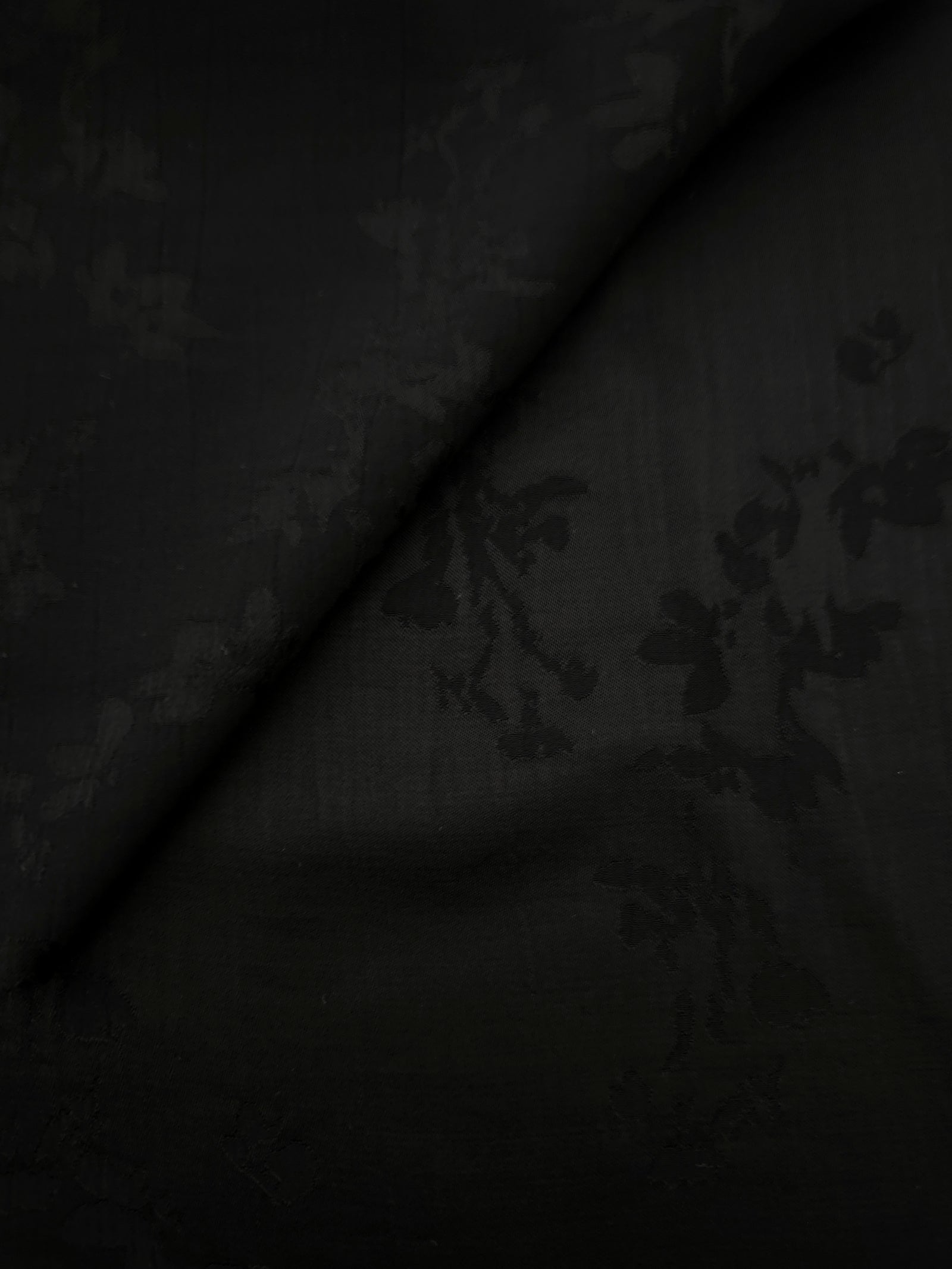 Black petal flower print viscose fabric for modest dresses and apparel