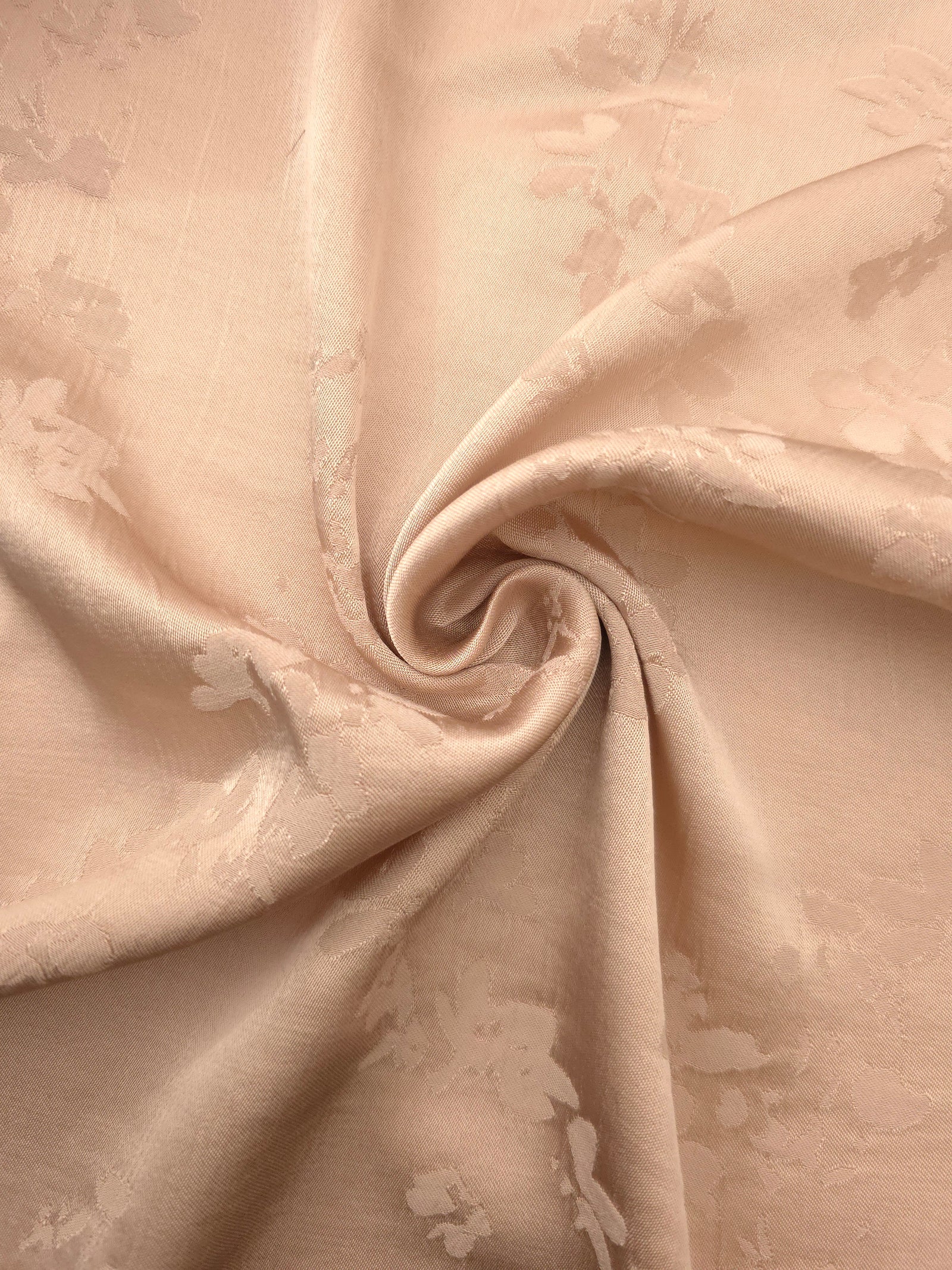 Lightweight warm beige petal flower print viscose dressmaking fabric
