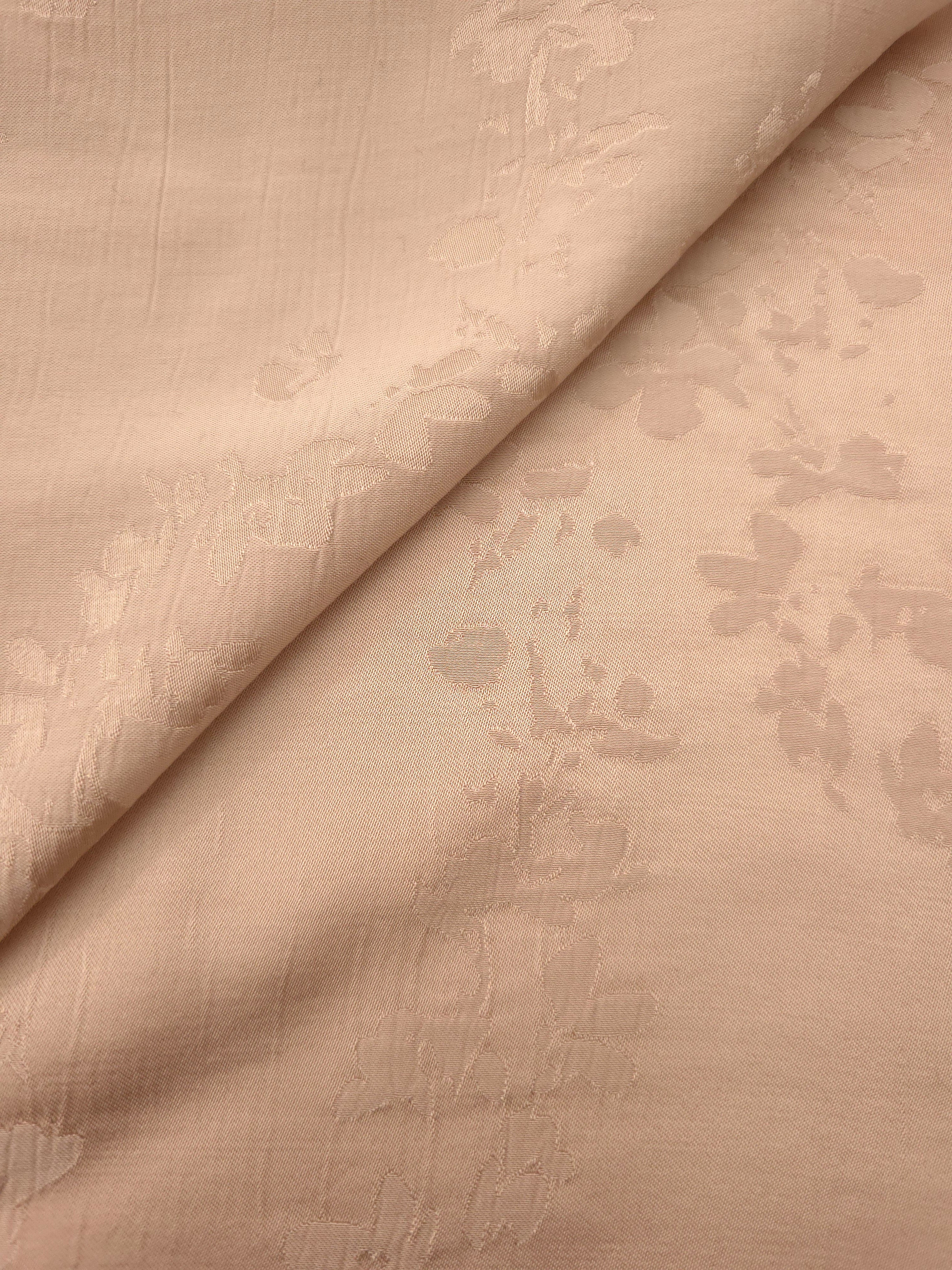 Warm beige petal flower viscose fabric for modest dresses and apparel