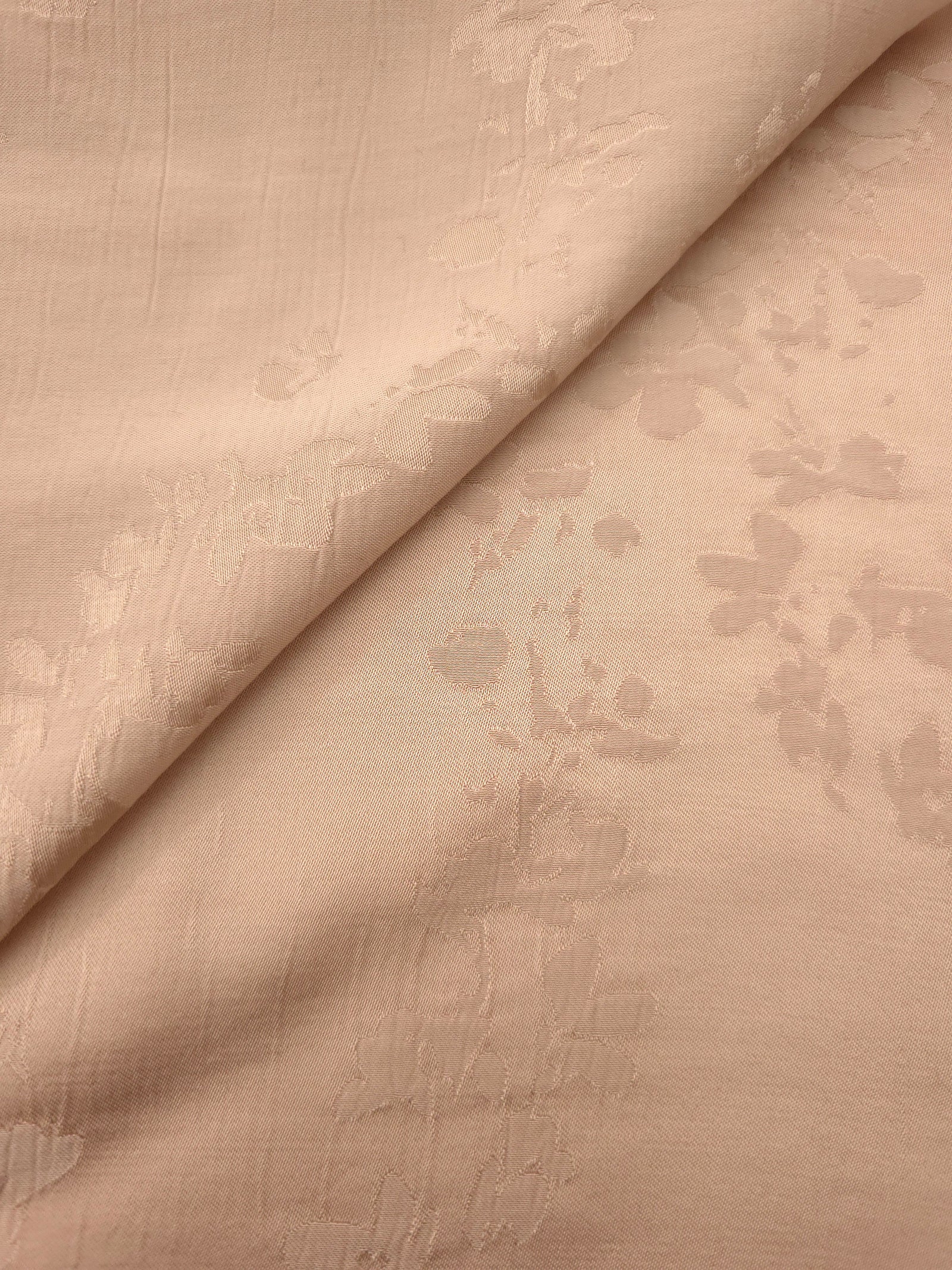 Warm beige petal flower viscose fabric for modest dresses and apparel