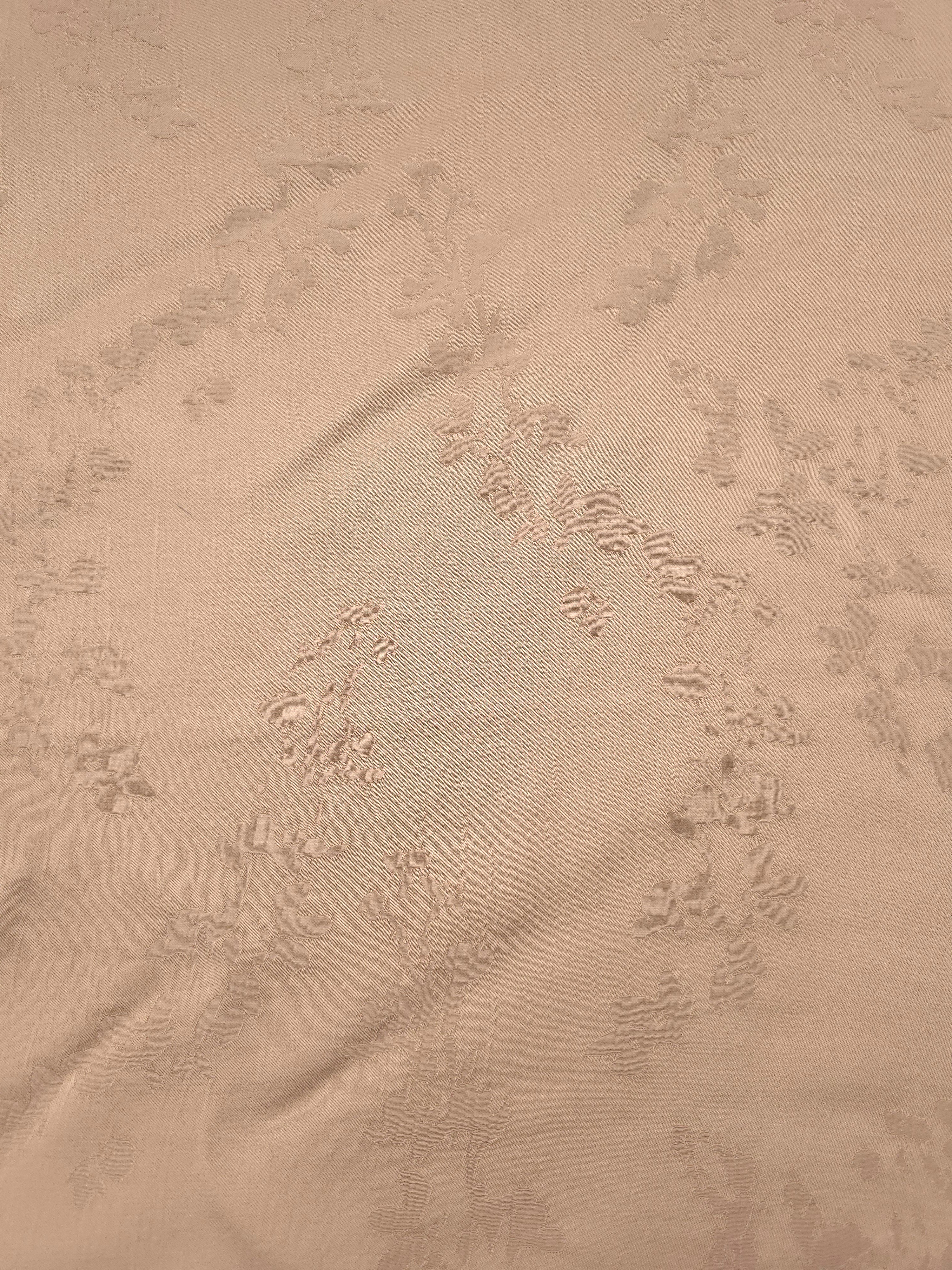 Soft drape warm beige petal flower print viscose dress fabric