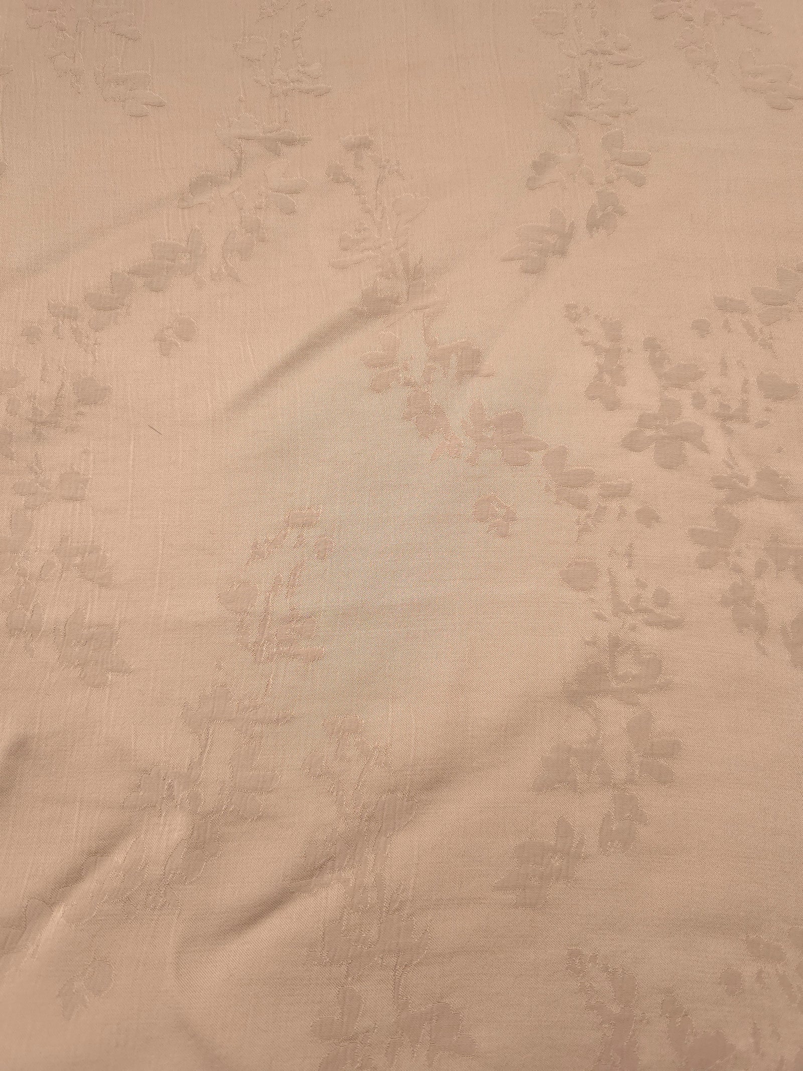 Soft drape warm beige petal flower print viscose dress fabric
