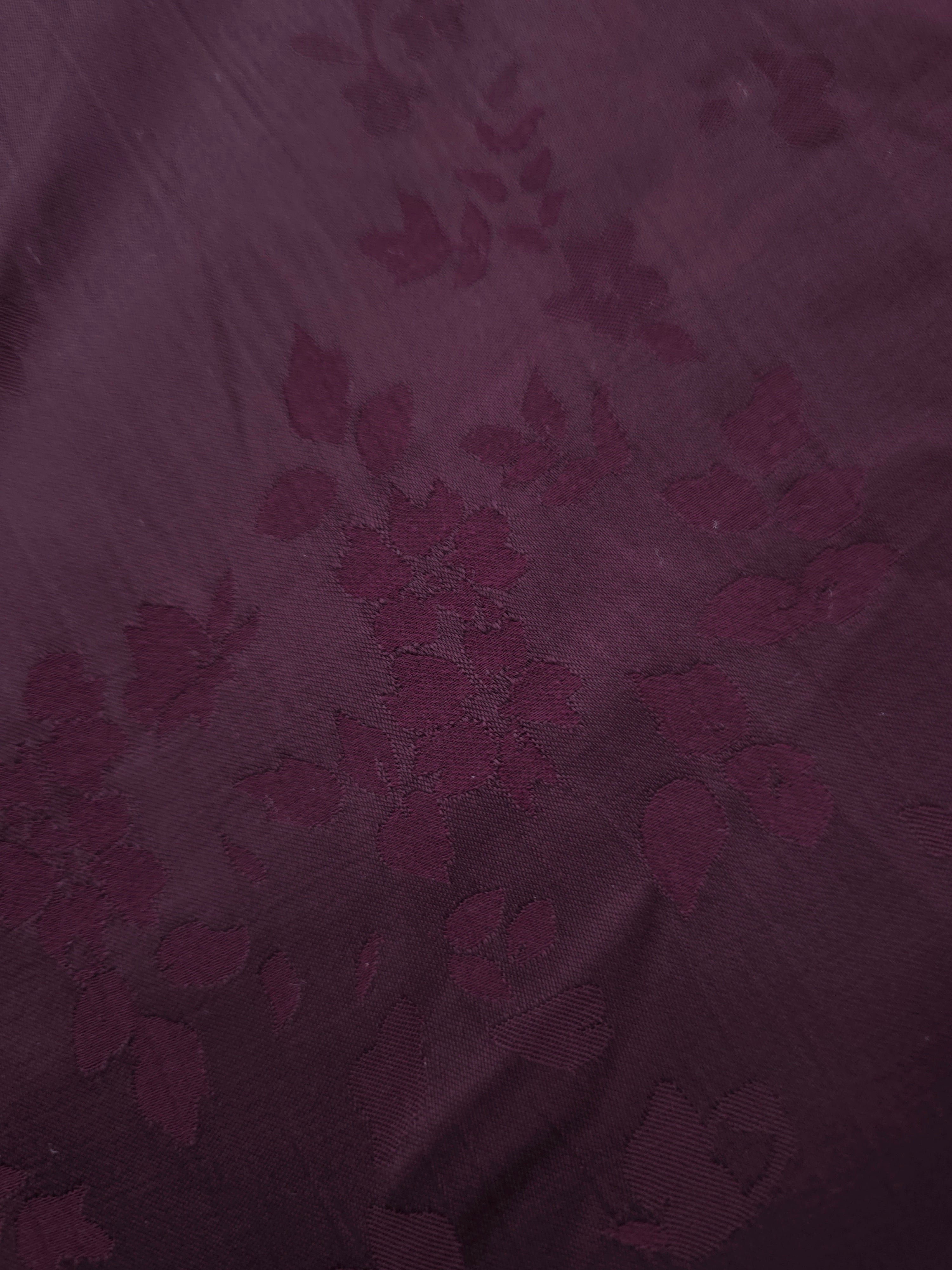 Soft drape cherry burgundy stylized leaf print viscose dress fabric