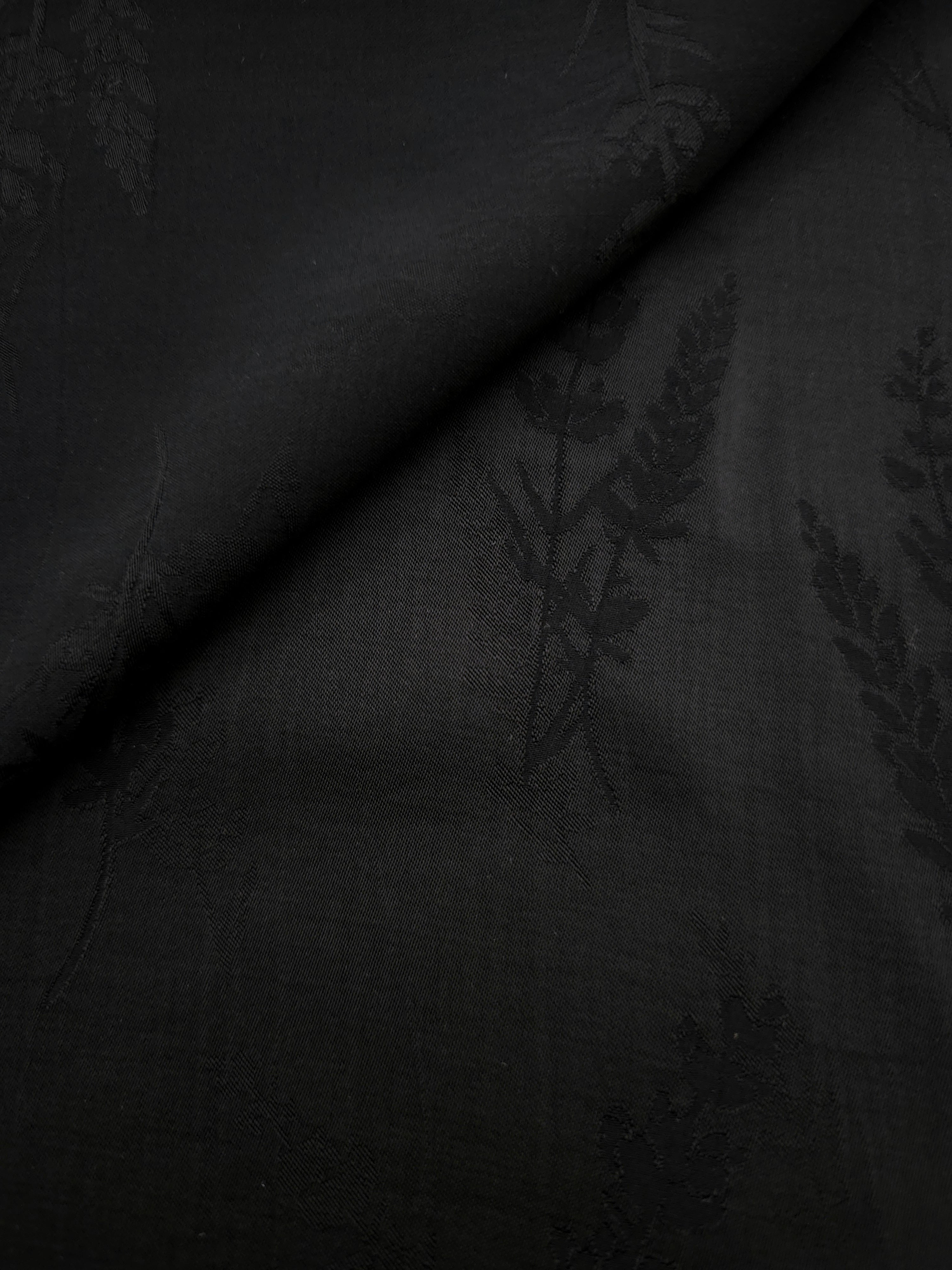 Black wild tree botanical viscose fabric for modest dresses and apparel
