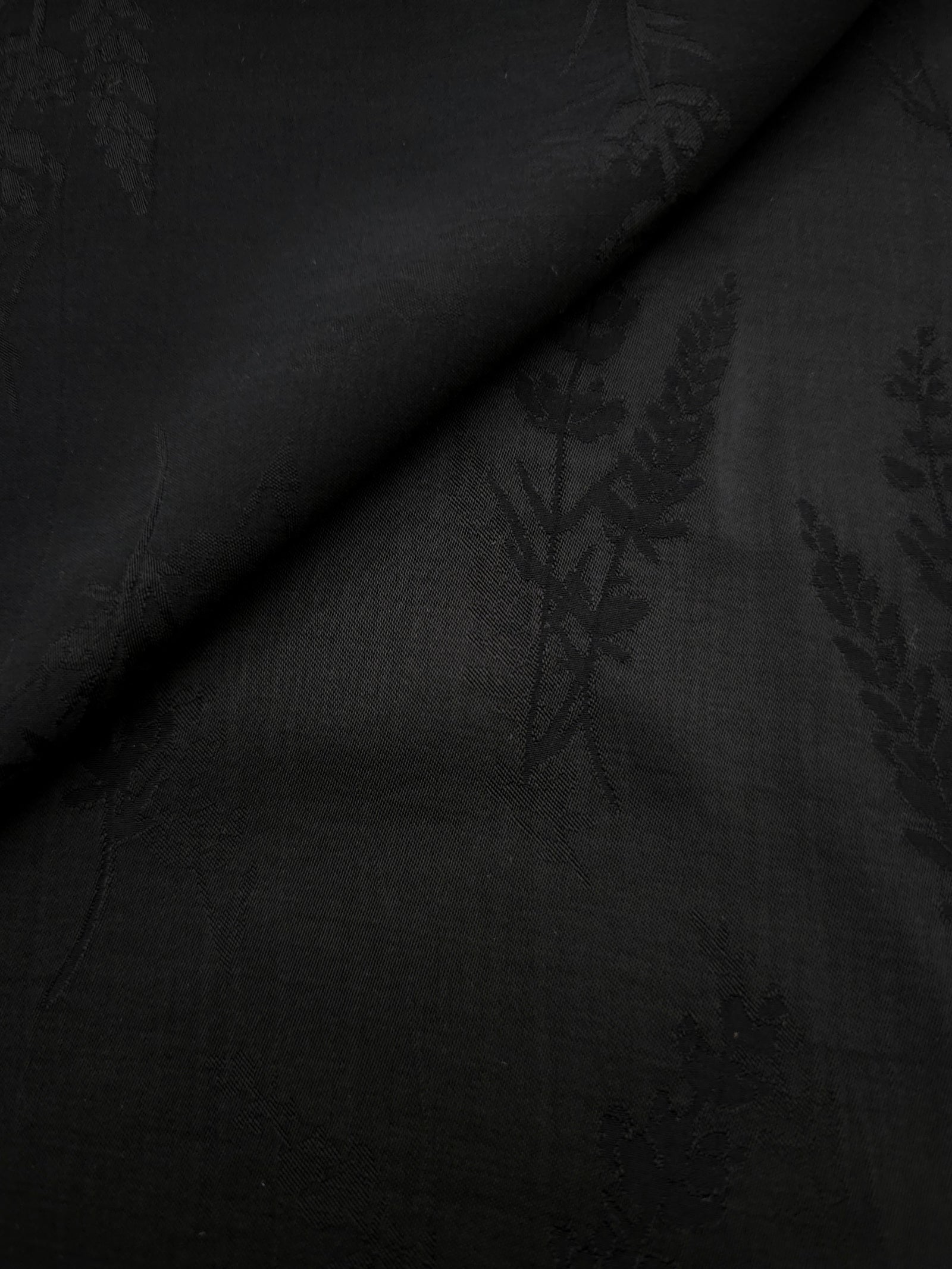 Black wild tree botanical viscose fabric for modest dresses and apparel