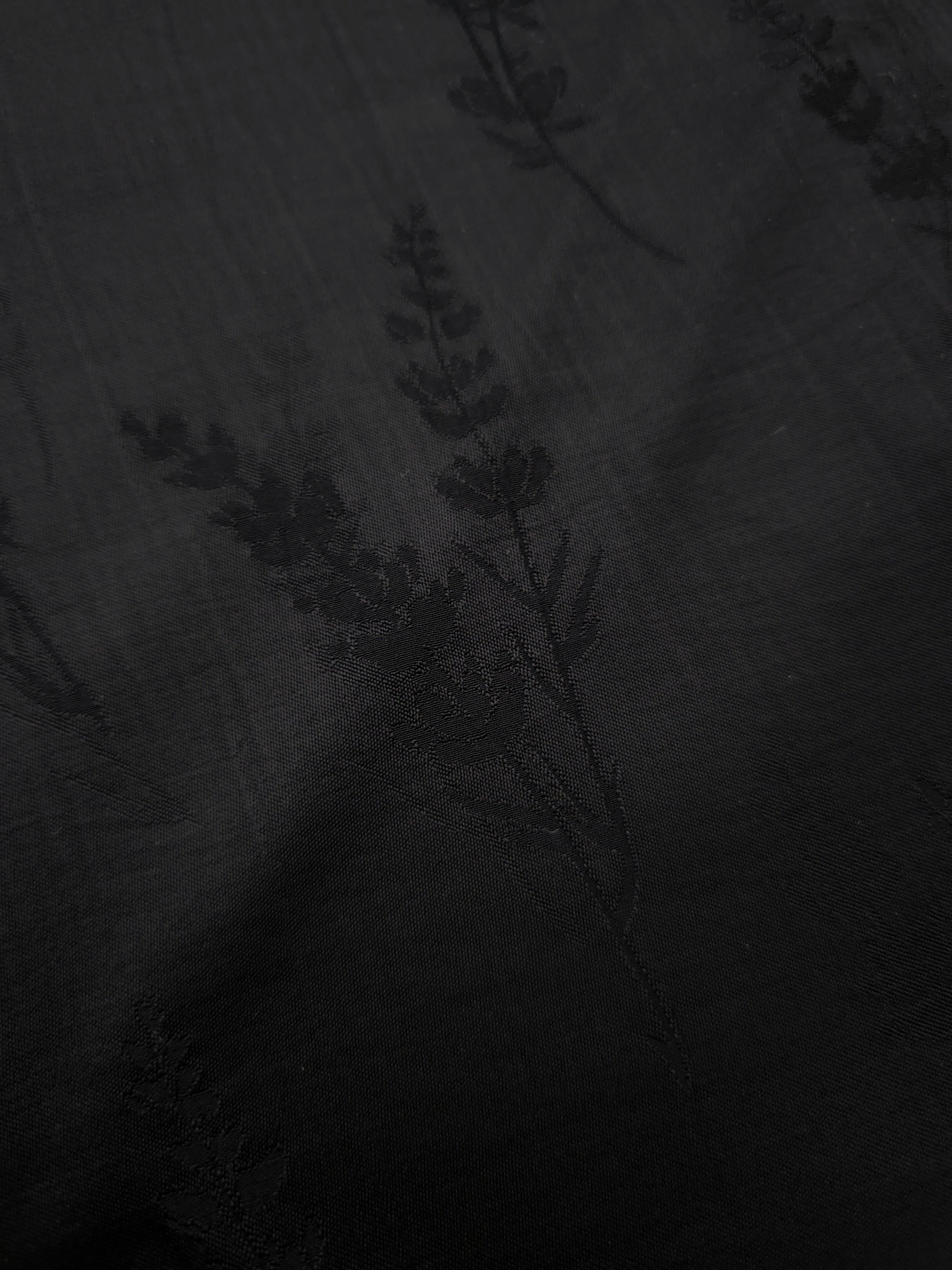 Soft drape black wild tree botanical print viscose dress fabric