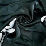 Full drape view of viscose jacquard with opaque woven structure.