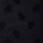 Wide view of formal black big leaf embossed viscose jacquard fabric with tonal raised motif.