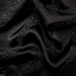 Metallic Black viscose jacquard fabric with Metallic Brushstroke textured pattern