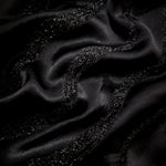 Metallic Black viscose jacquard fabric with Metallic Wavy Stripe textured pattern