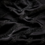 Metallic Black viscose jacquard fabric with Metallic Pinstripe textured surface
