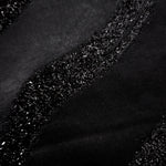 Draped Metallic Black viscose jacquard with flowing reflective wave stripes