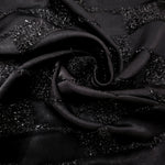 Folded Metallic Black viscose jacquard with geometric metallic basket weave motif