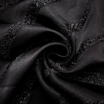 Folded Metallic Black viscose jacquard fabric with organic metallic wave motif
