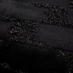 Draped Metallic Black viscose jacquard fabric with woven metallic grid pattern