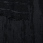 Selvage detail of black vertical stripe jacquard showing tonal lyocell viscose weave.