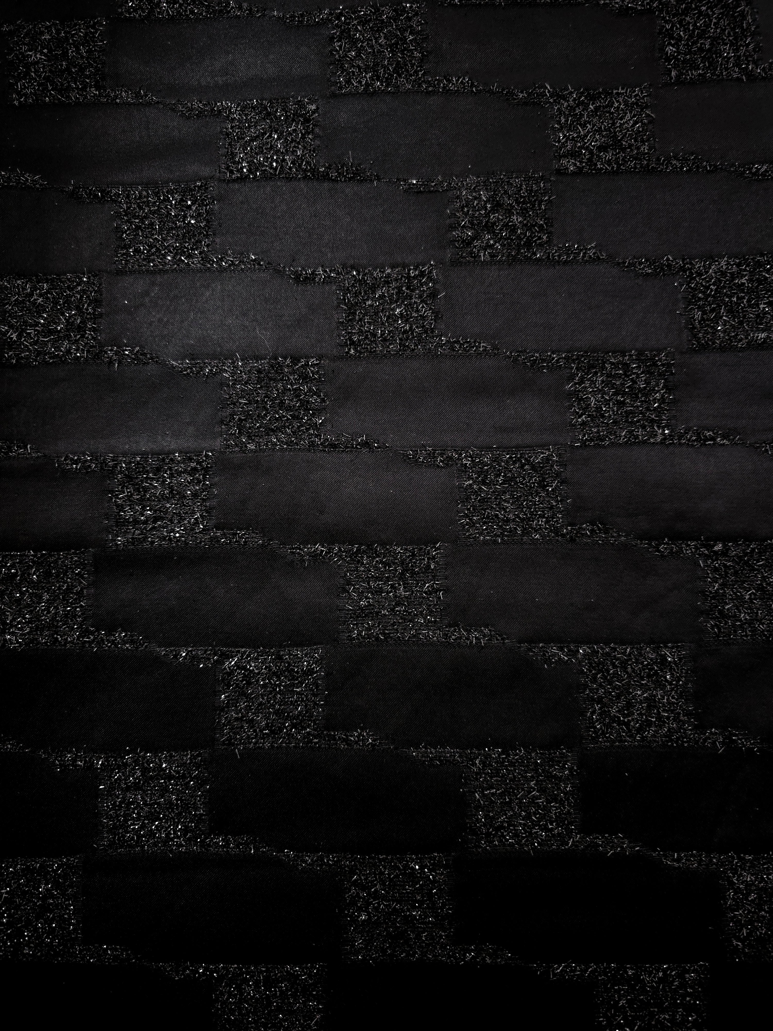 Full view of Metallic Black viscose metallic jacquard in Metallic Basket Weave design