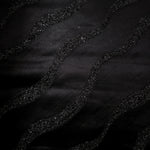 Full view of Metallic Black viscose metallic jacquard in Metallic Wavy Stripe design