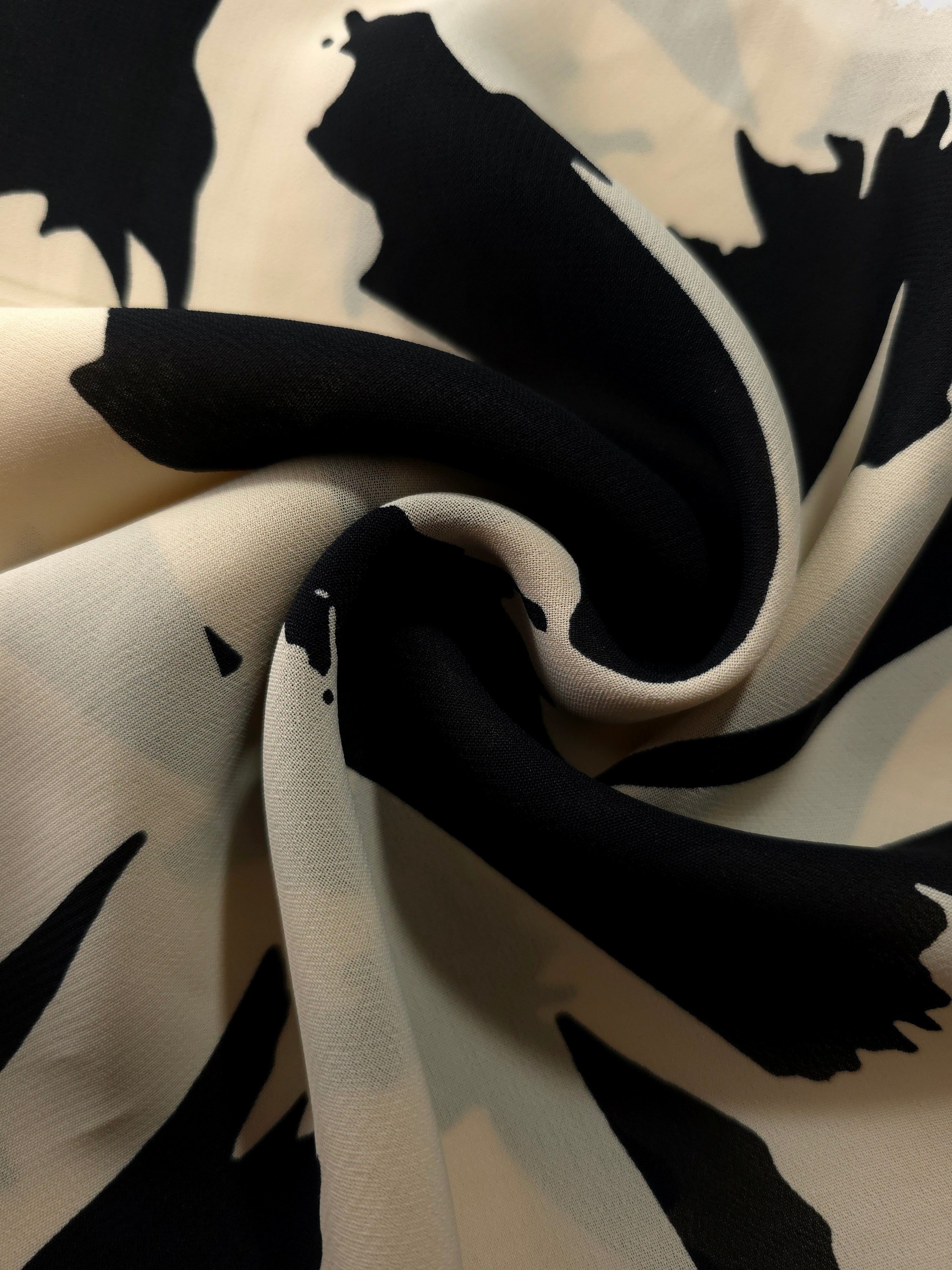 Draped navy blue chiffon rayon Empirme with soft movement for kaftans and dresses.