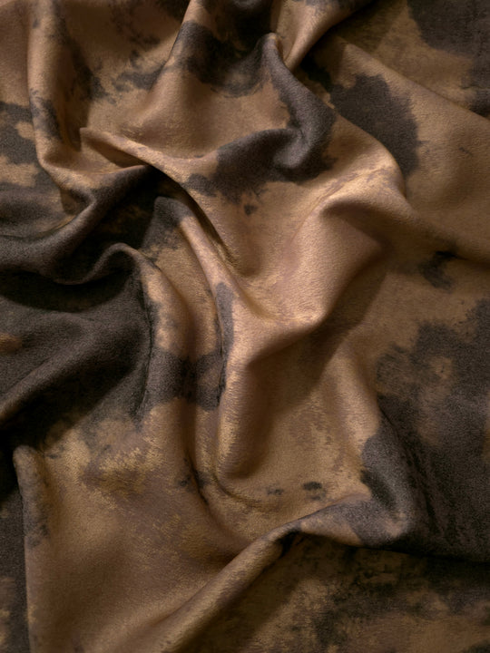 Close-up of Dusty Mauve antique camouflage foil fabric with bronze matte finish