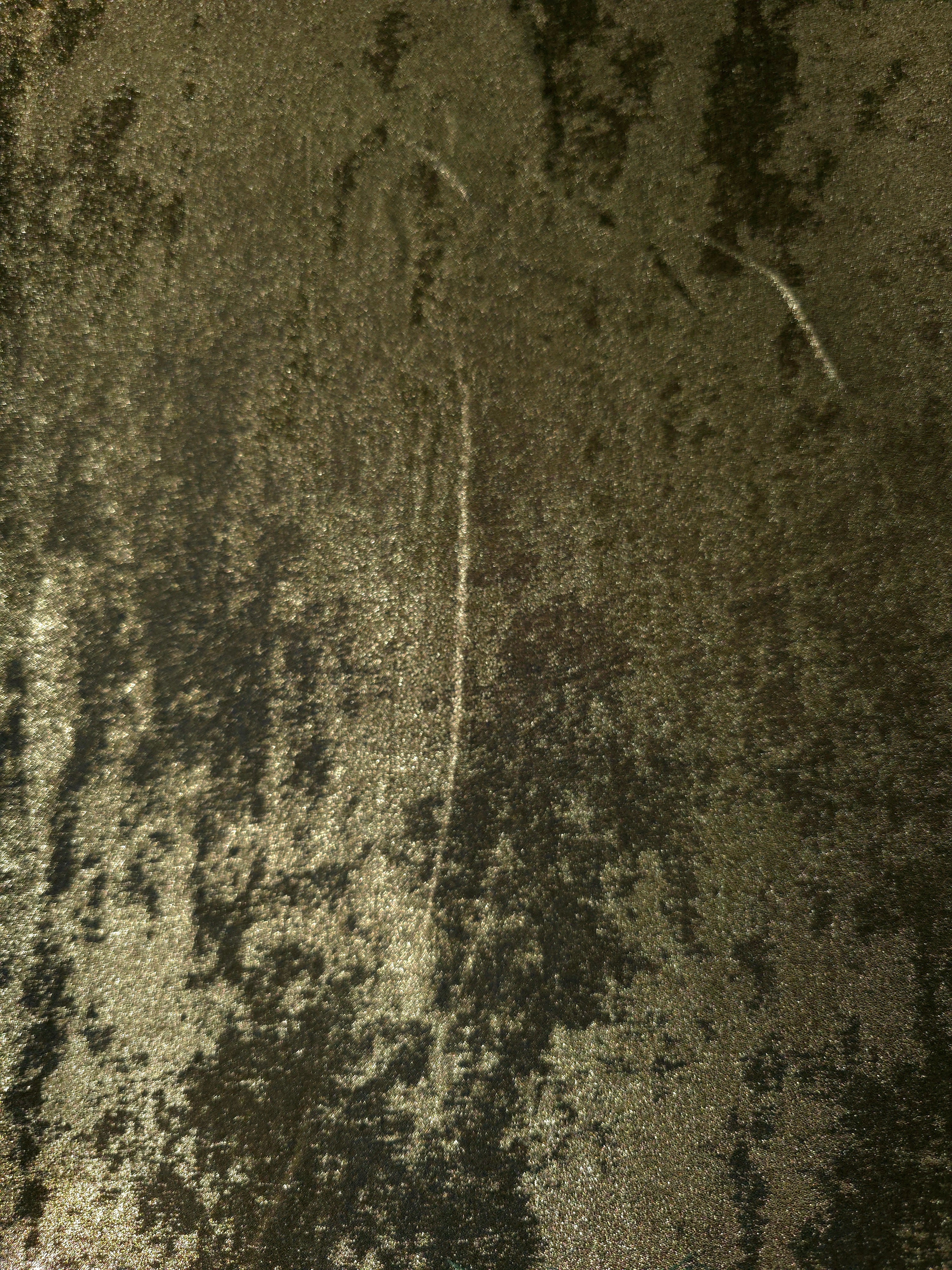 Flat view of Antique Khaki Lurex Italiano fabric showing its metallic foil surface for luxury apparel.