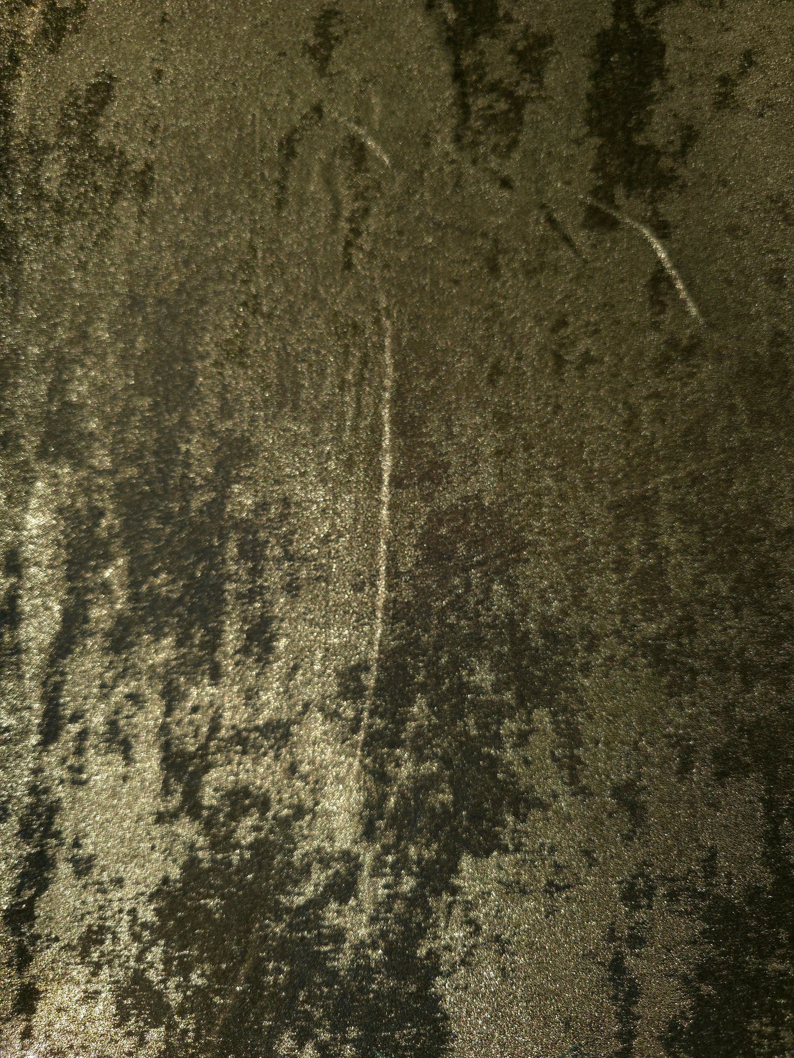 Flat view of Antique Khaki Lurex Italiano fabric showing its metallic foil surface for luxury apparel.