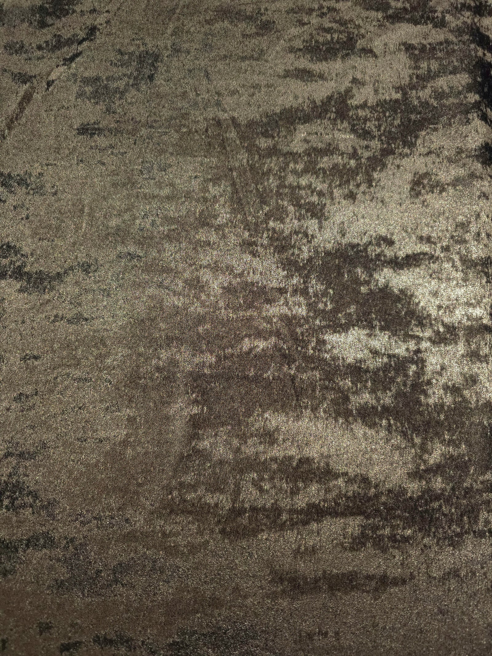 Flat view of Antique Olive Lurex Italiano fabric showing its metallic foil surface for luxury apparel.