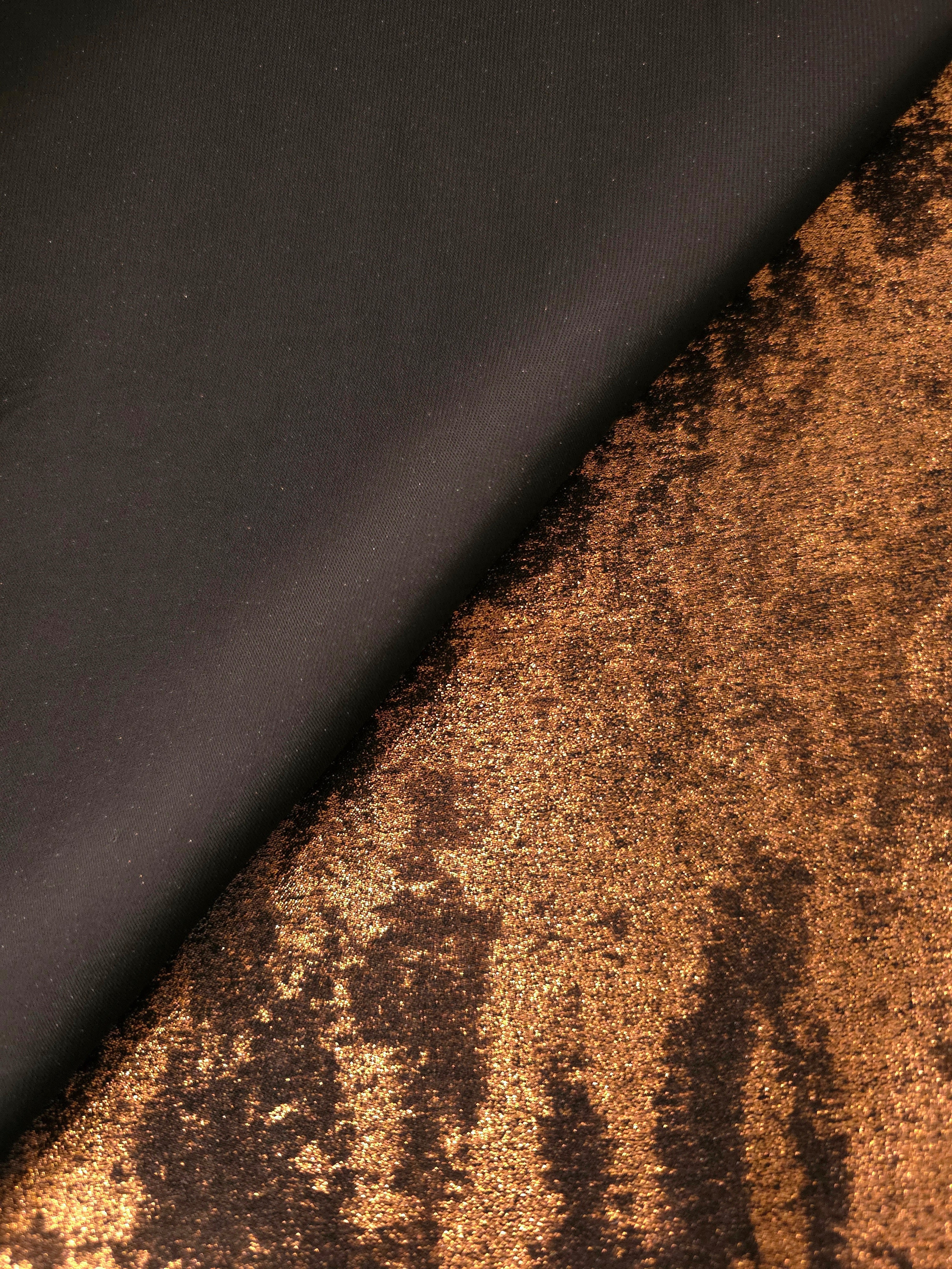 Reverse side of Burnished Copper Lurex Italiano metallic fabric for garment sewing