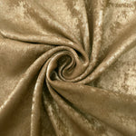 Rosette drape of Champagne Gold Lurex Italiano fabric emphasizing shimmer for kaftans and occasionwear.