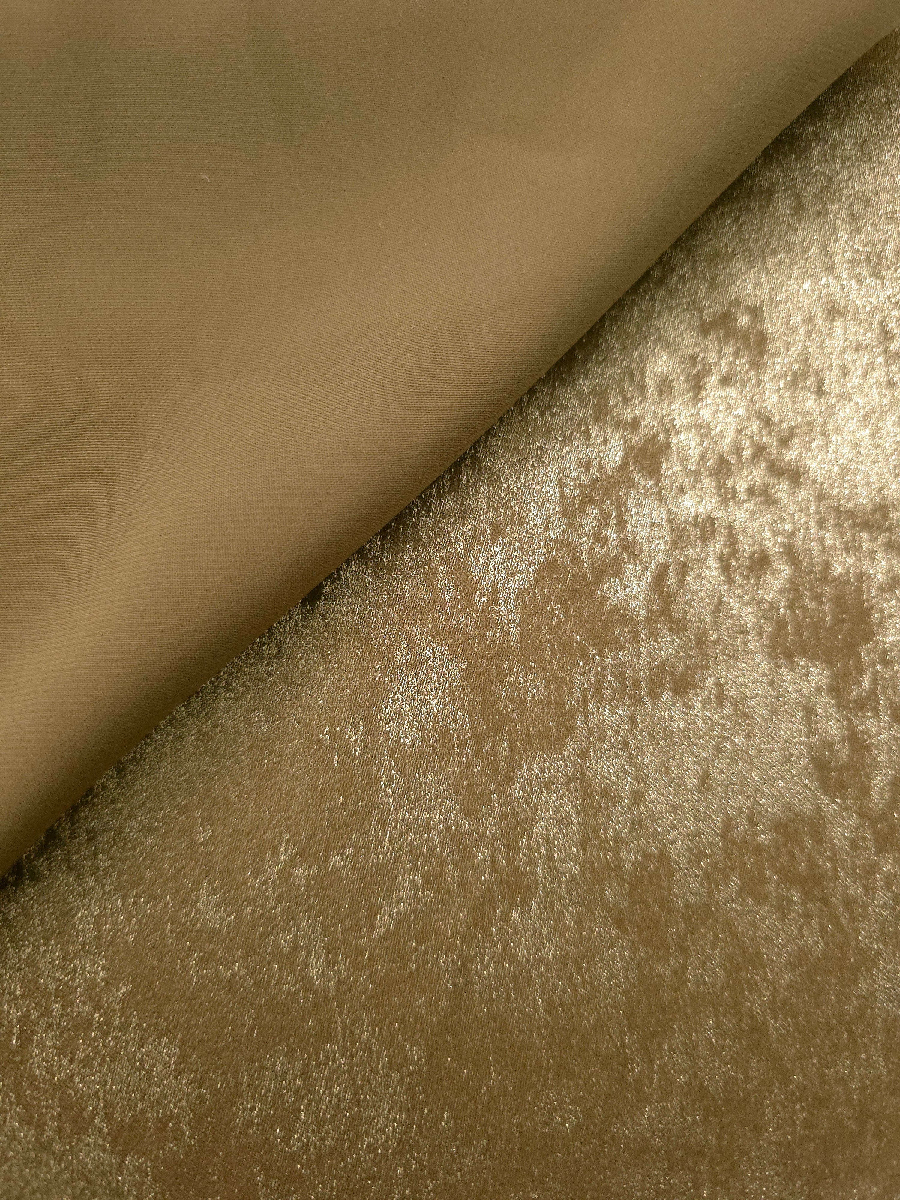 Reverse side of Champagne Gold Lurex Italiano fabric showing the backing and metallic finish for garment production.