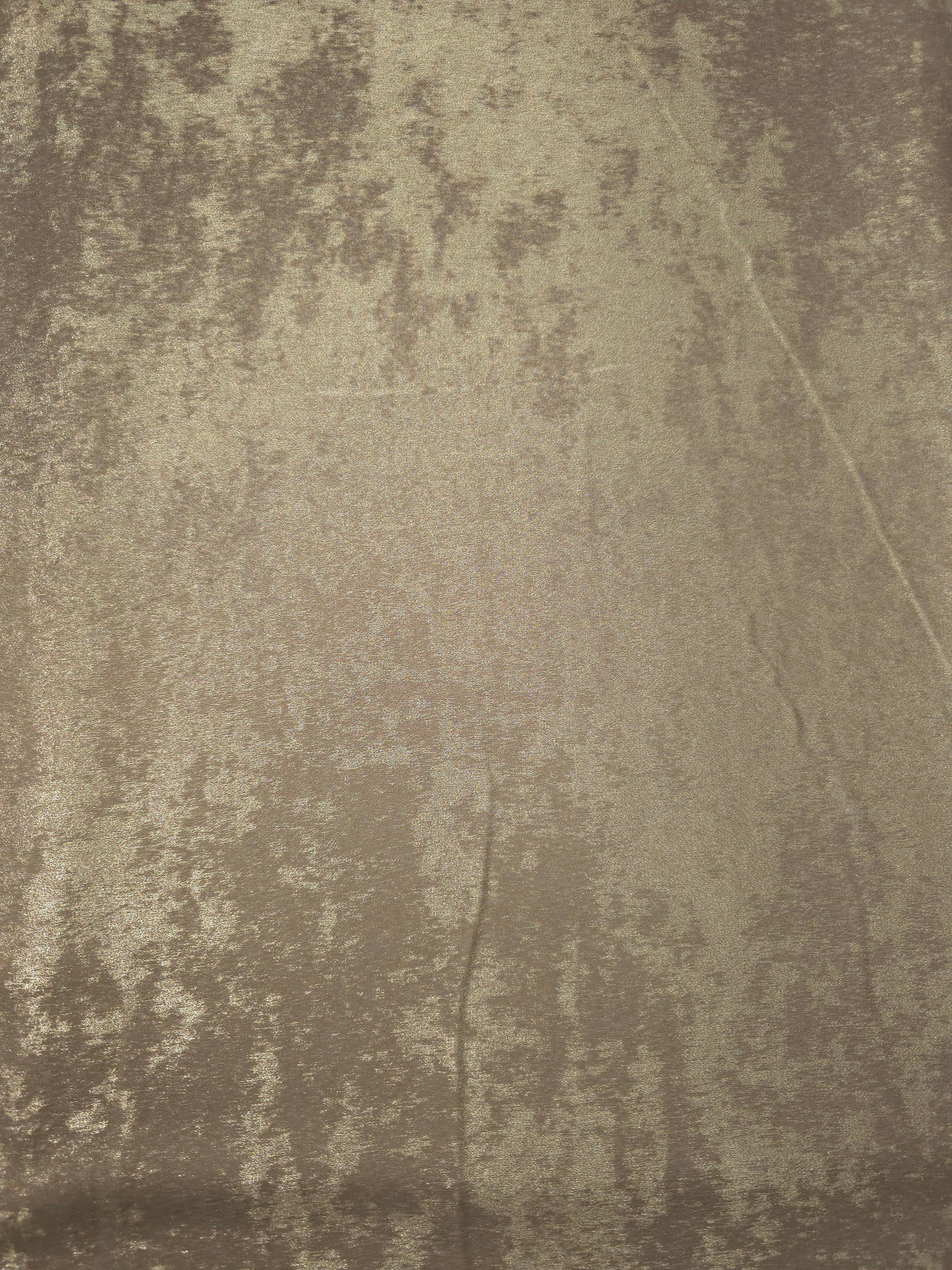 Flat view of Champagne Taupe Lurex Italiano fabric showing its metallic foil surface for luxury apparel.