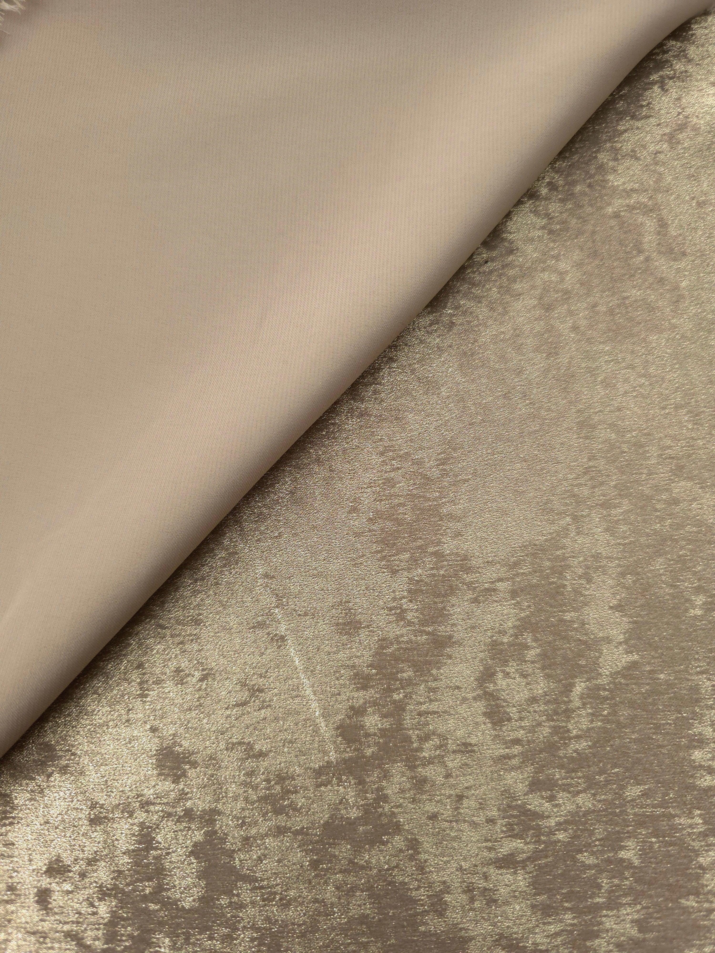 Reverse side of Champagne Taupe Lurex Italiano fabric showing the backing and metallic finish for garment production.