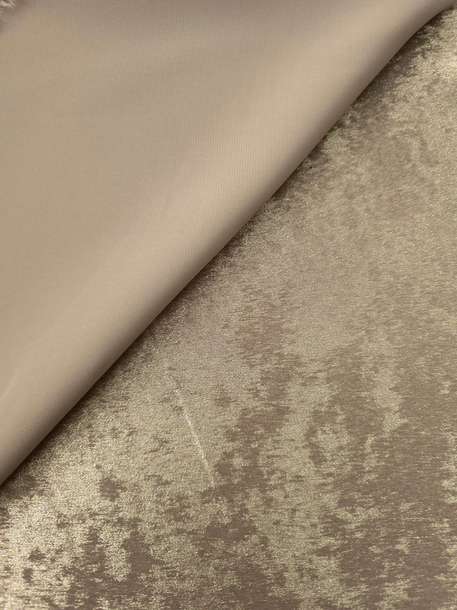 Reverse side of Champagne Taupe Lurex Italiano fabric showing the backing and metallic finish for garment production.