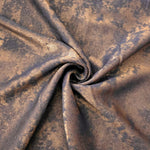 Rosette drape of Cocoa Bronze Lurex Italiano fabric emphasizing shimmer for kaftans and occasionwear.