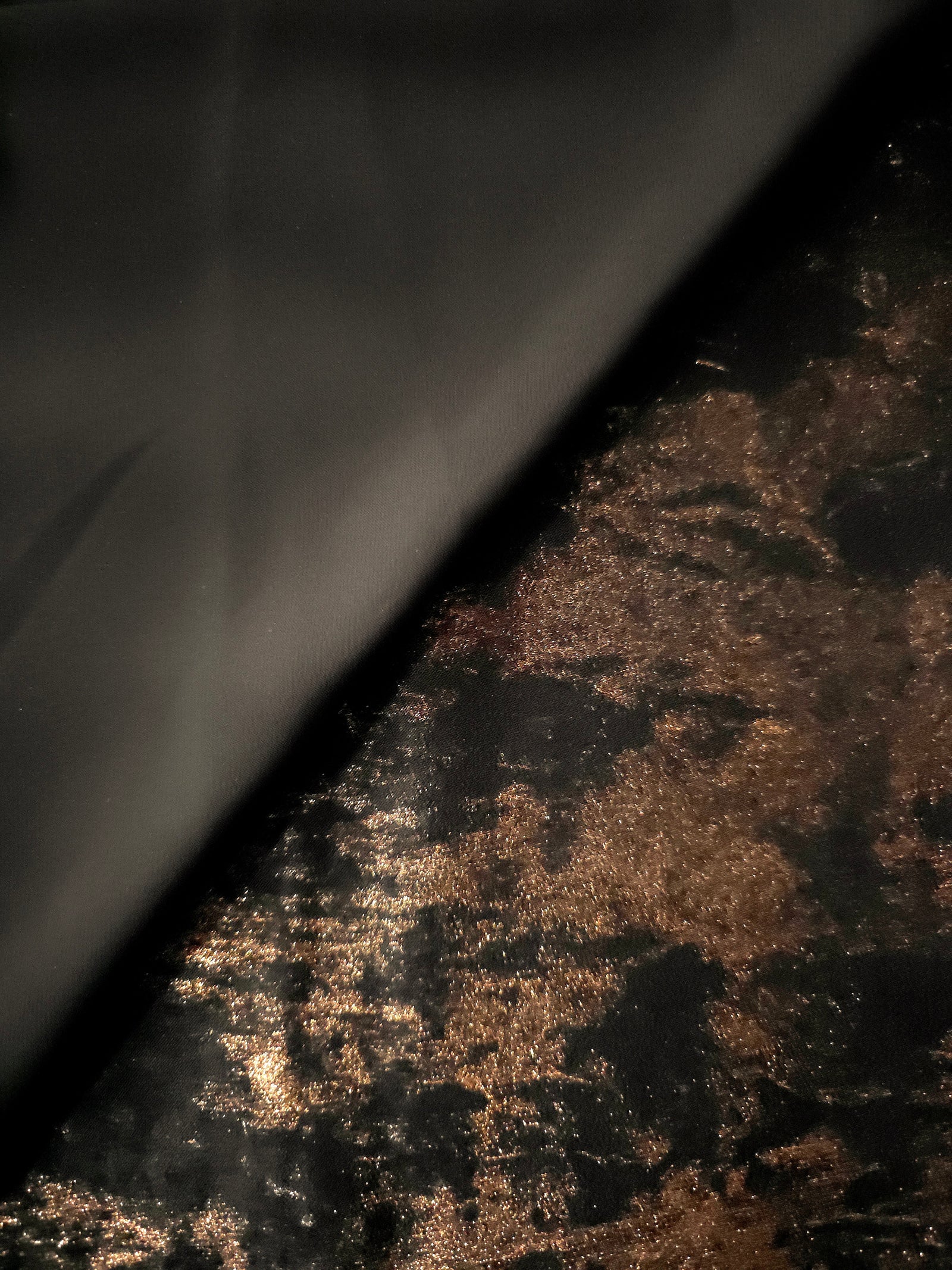 Reverse side of Copper Black Lurex Italiano fabric showing the backing and metallic finish for garment production.