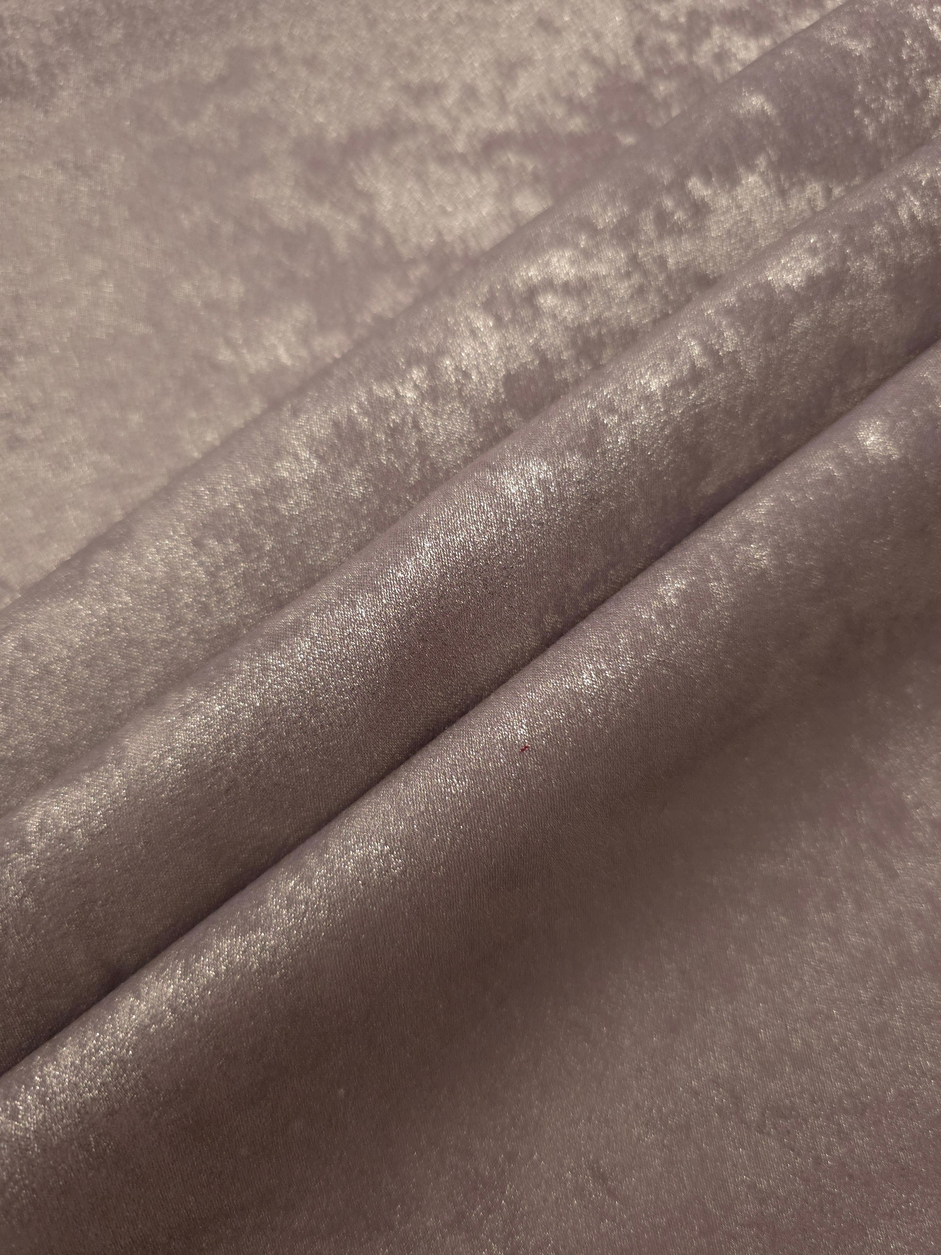 Rosette drape of Dusty Mauve Lurex Italiano fabric emphasizing shimmer for kaftans and occasionwear.