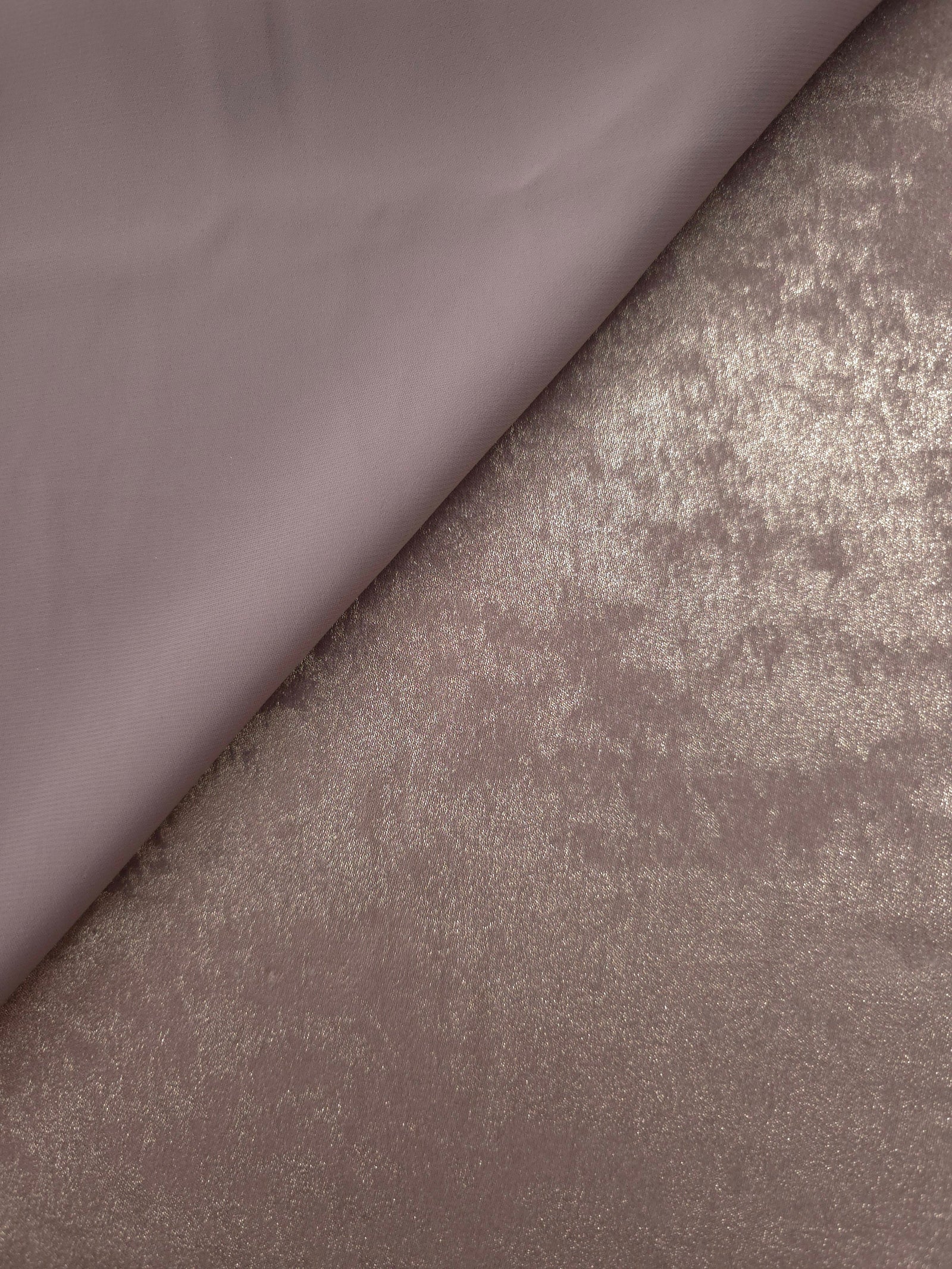 Reverse side of Dusty Mauve Lurex Italiano fabric showing the backing and metallic finish for garment production.