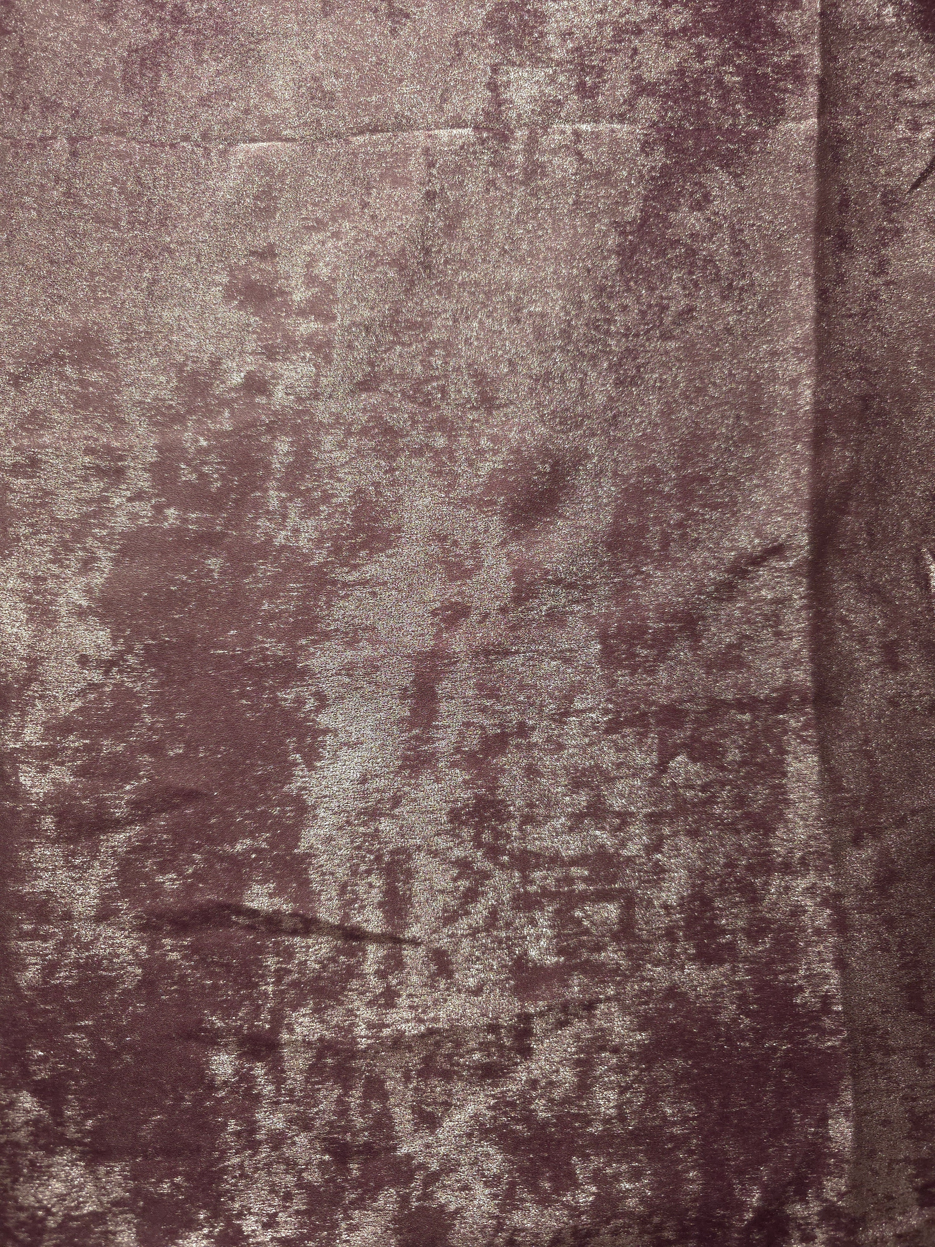 Flat view of Dusty Plum Lurex Italiano fabric showing its metallic foil surface for luxury apparel.