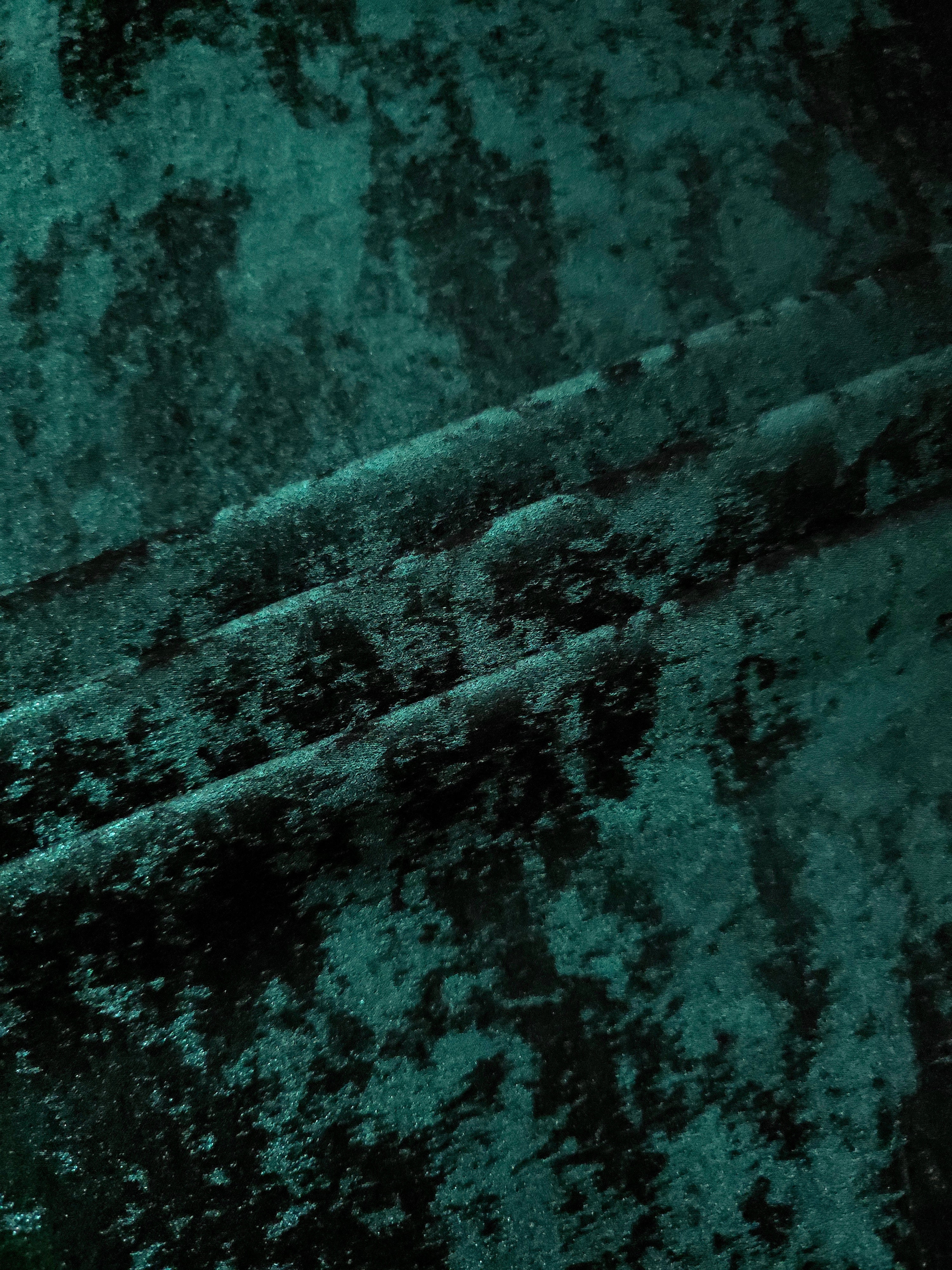 Emerald Teal Lurex Italiano metallic fabric arranged in diagonal eveningwear folds
