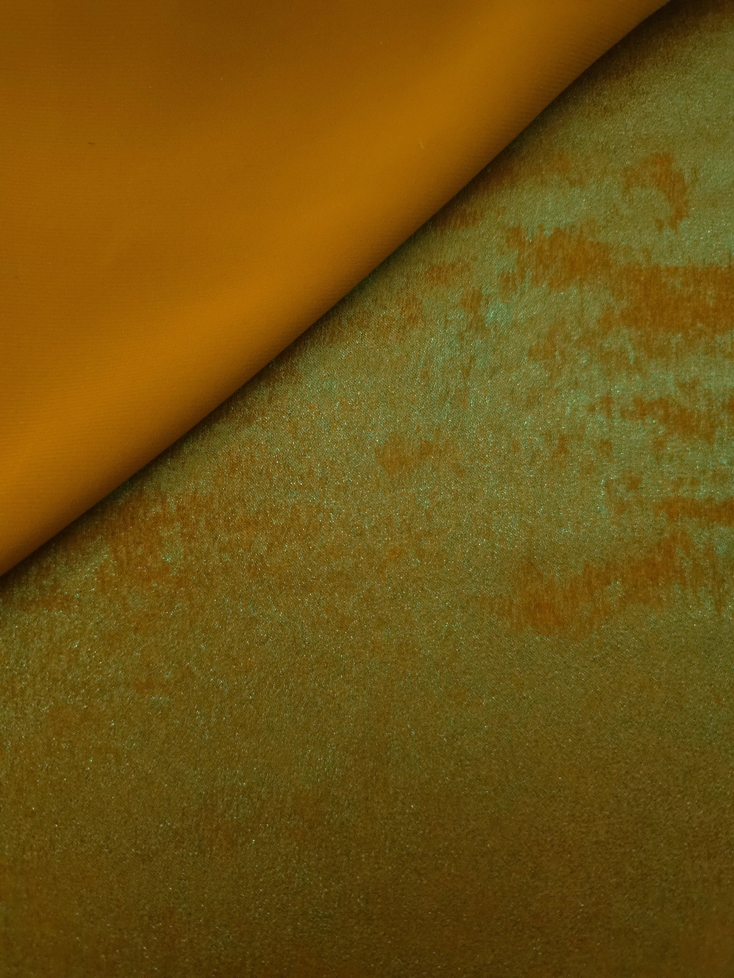 Reverse side of Golden Olive Lurex Italiano fabric showing the backing and metallic finish for garment production.